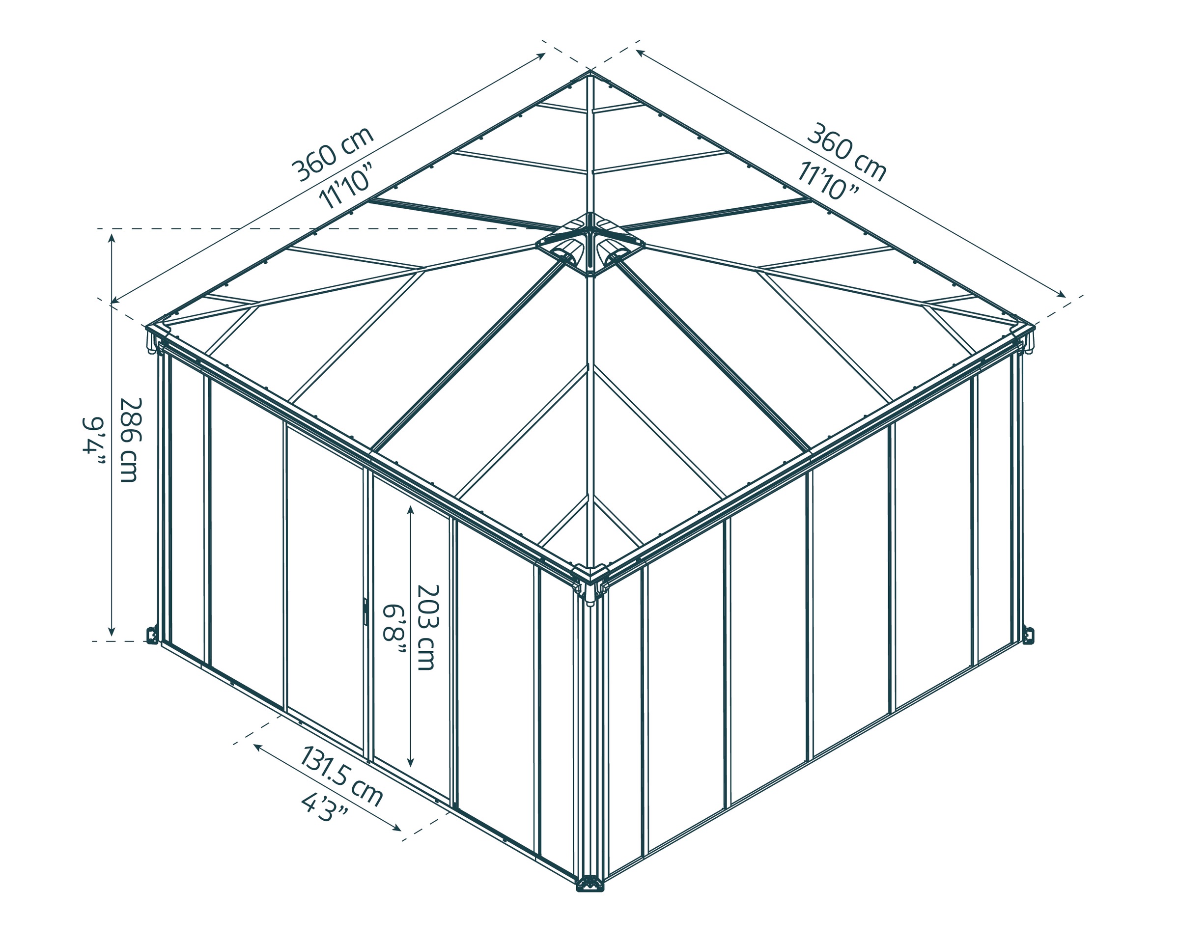 Palram - Canopia Pavillon »Ledro 3600«, BxT: 360x360 cm