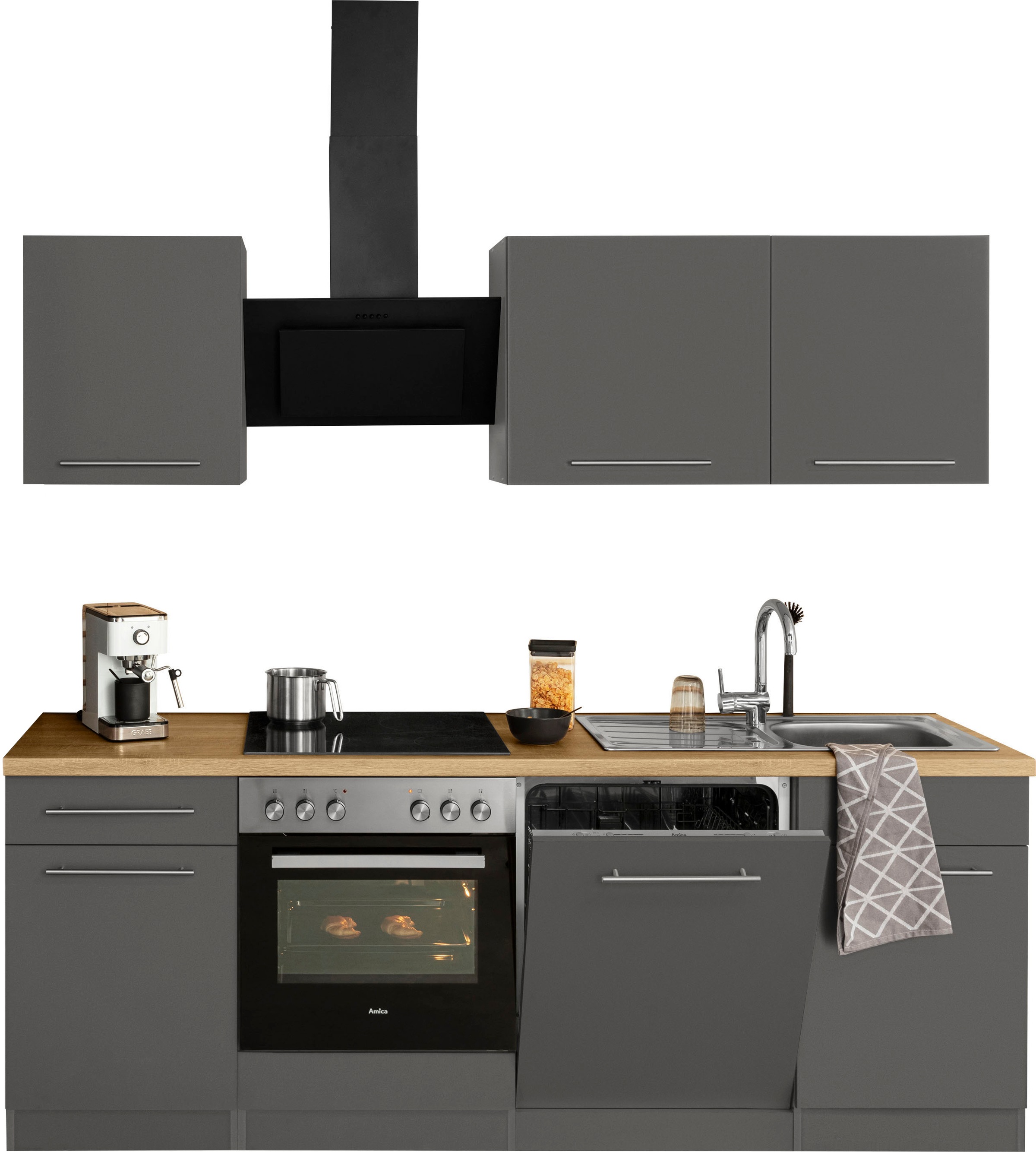 wiho Küchen Küchenzeile »Unna« mit E-Geräten, Breite 220 cm