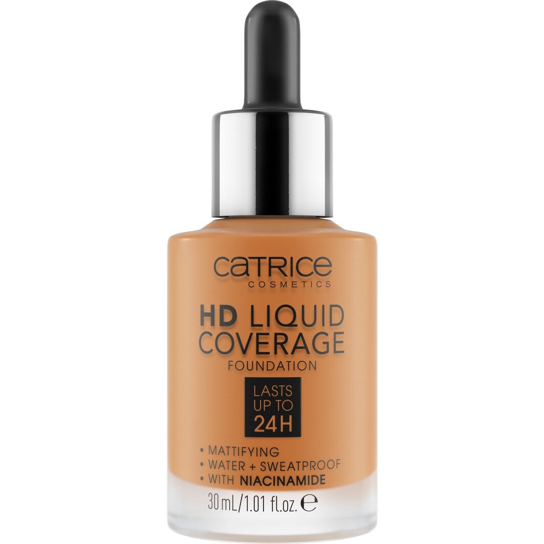 Catrice Foundation »HD Liquid Coverage Foundation«, Flüssig, mattierend, softe Textur, hohe Deckkraft, wasserfest.
