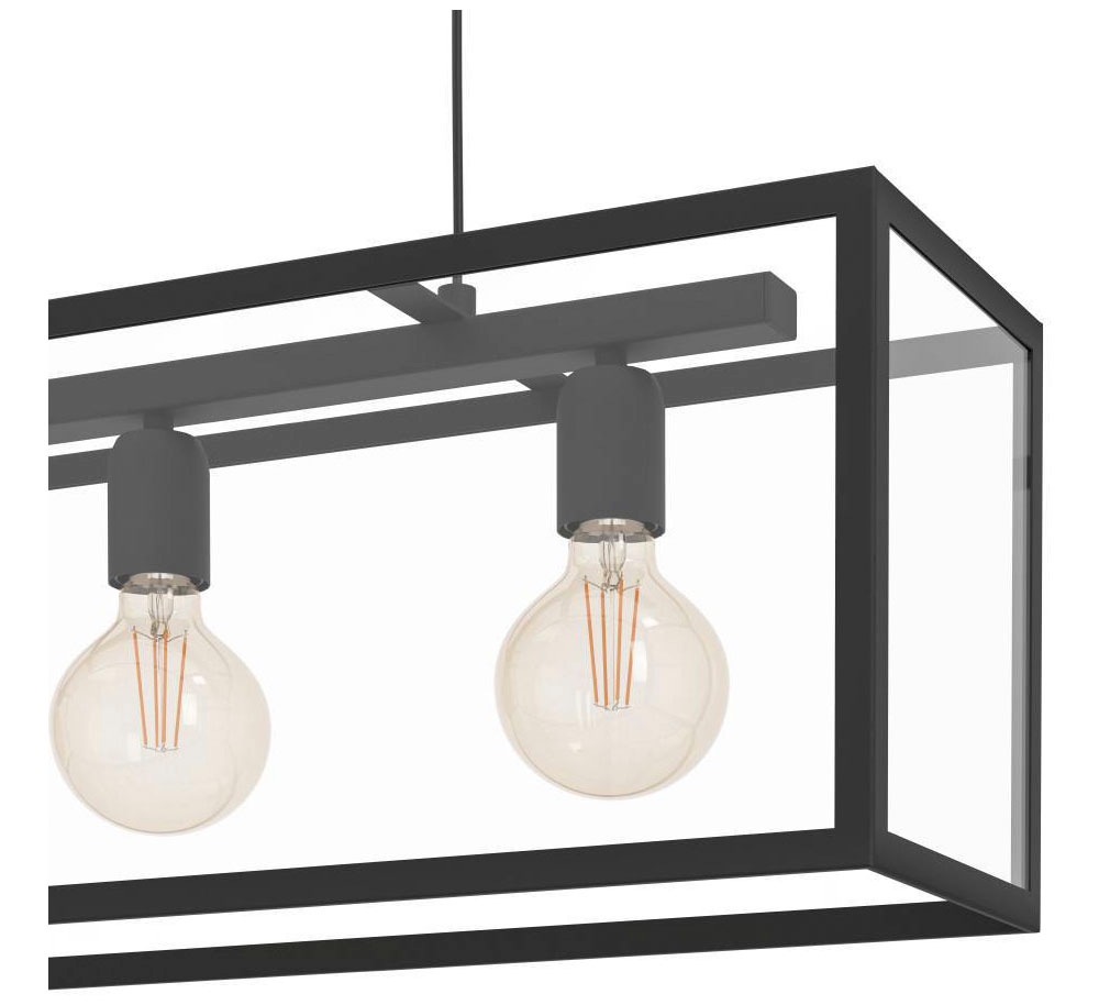 EGLO Hängeleuchte »CHARTERHOUSE« E27 1 Stk. Pendelleuchte, Hängeleuchte aus Stahl in Schwarz, Glas: klar, E27