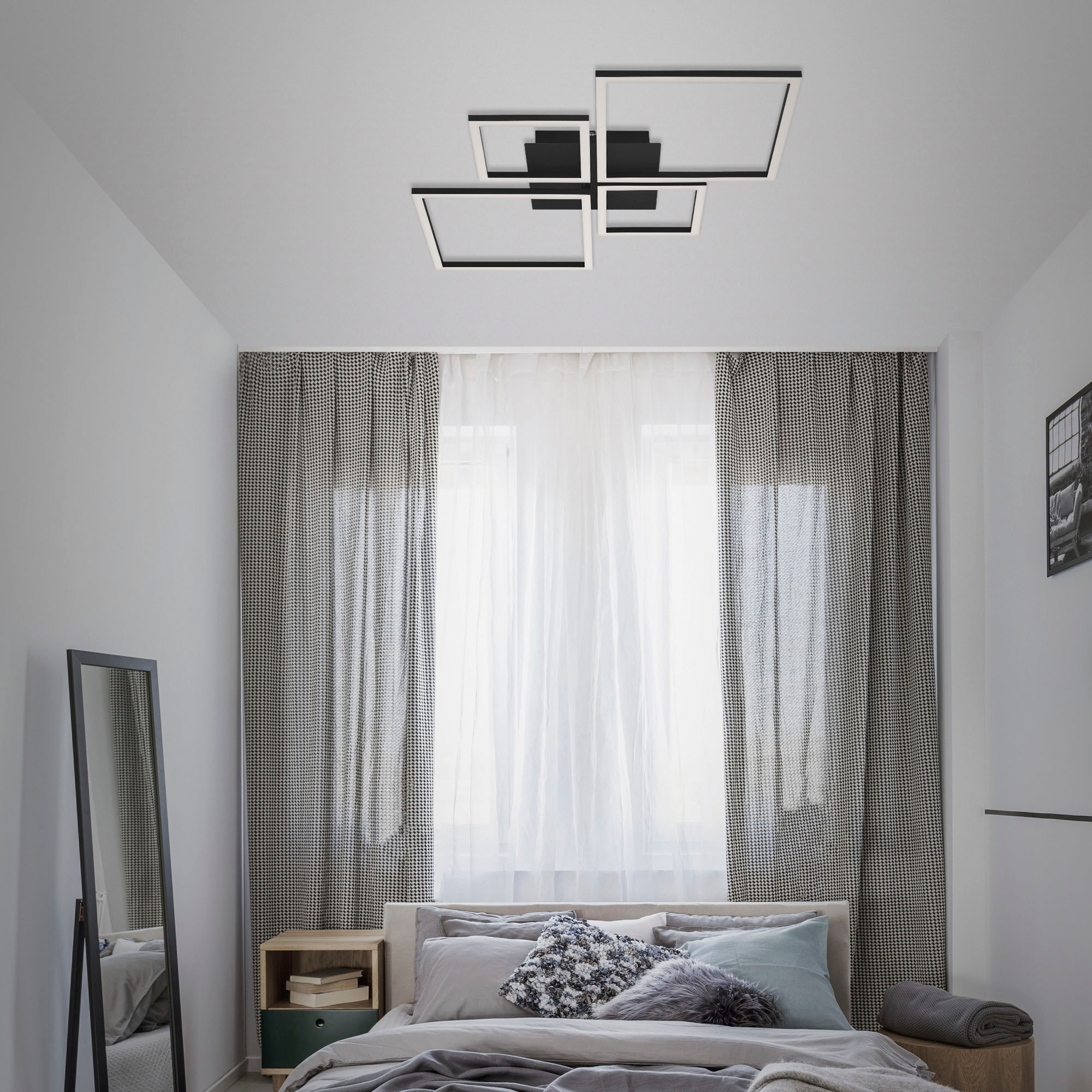 Briloner Leuchten LED Deckenleuchte »3128015 FRAME«, Leuchtmittel LED-Board | LED fest integriert, Deckenlampe, 75x47x7,3cm, Schwarz, 48W, Wohnzimmer, Schlafzimmer