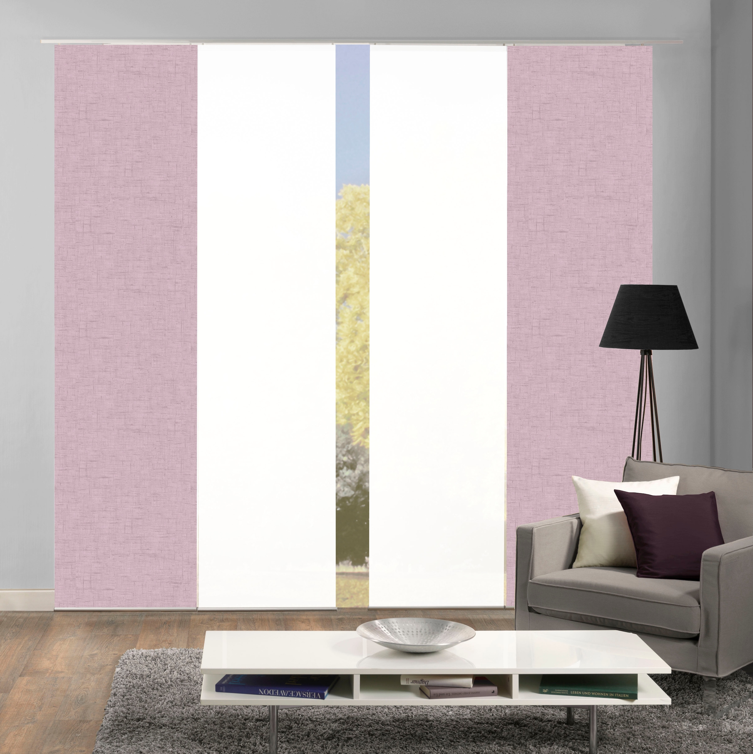 HOME WOHNIDEEN Schiebegardine »PIVE 4er SET« Paneelwagen 4 Stk. tlg. Schiebevorhang Digidruck 4er Set PIVE