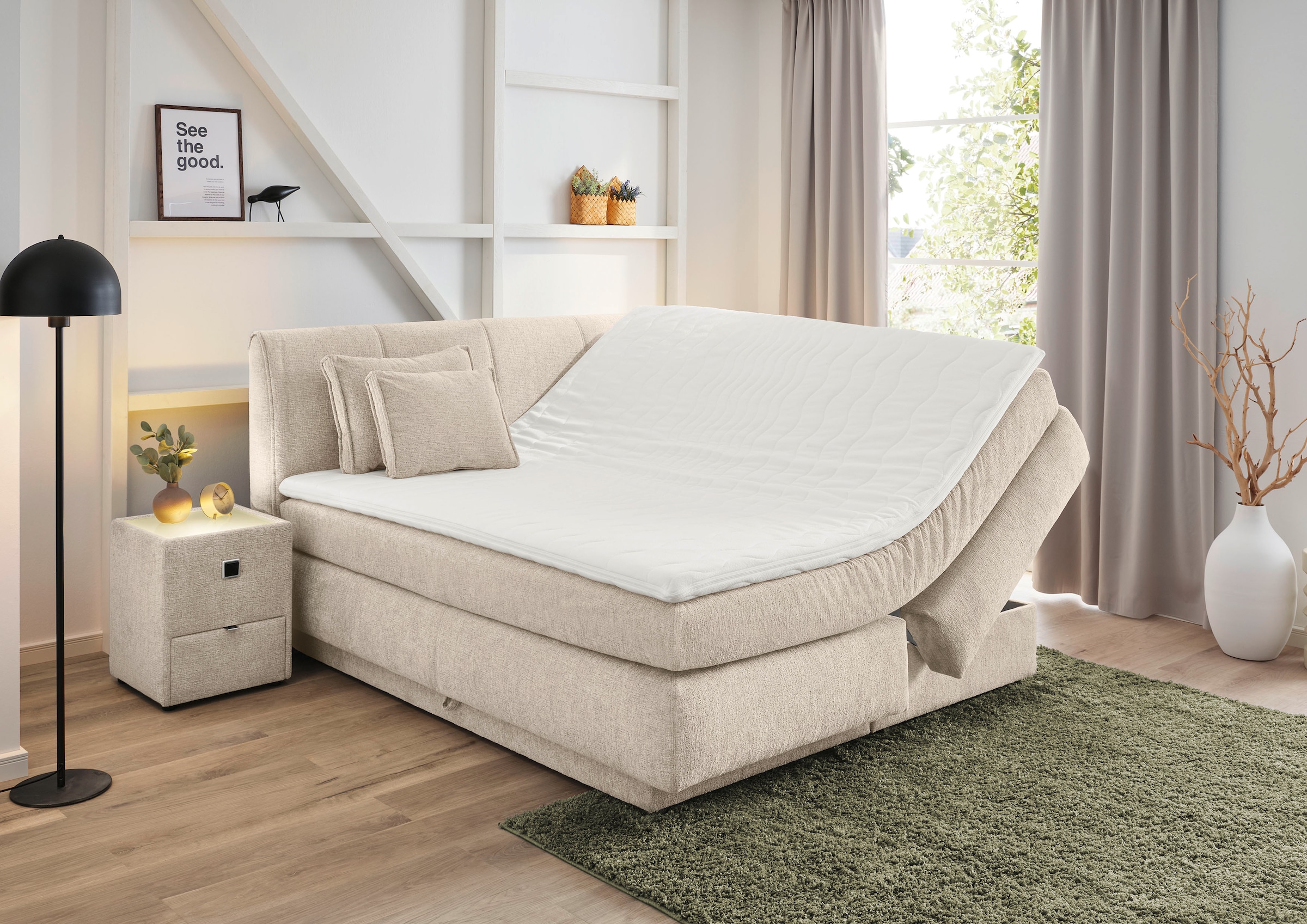 Jockenhöfer Gruppe Boxspringbett »"Carla", OTTOs Choice! Topseller, wahlweise mit oder ohne Bettkasten«, inkl. 4 Kissen, erhältlich in den Breiten 160 & 180cm