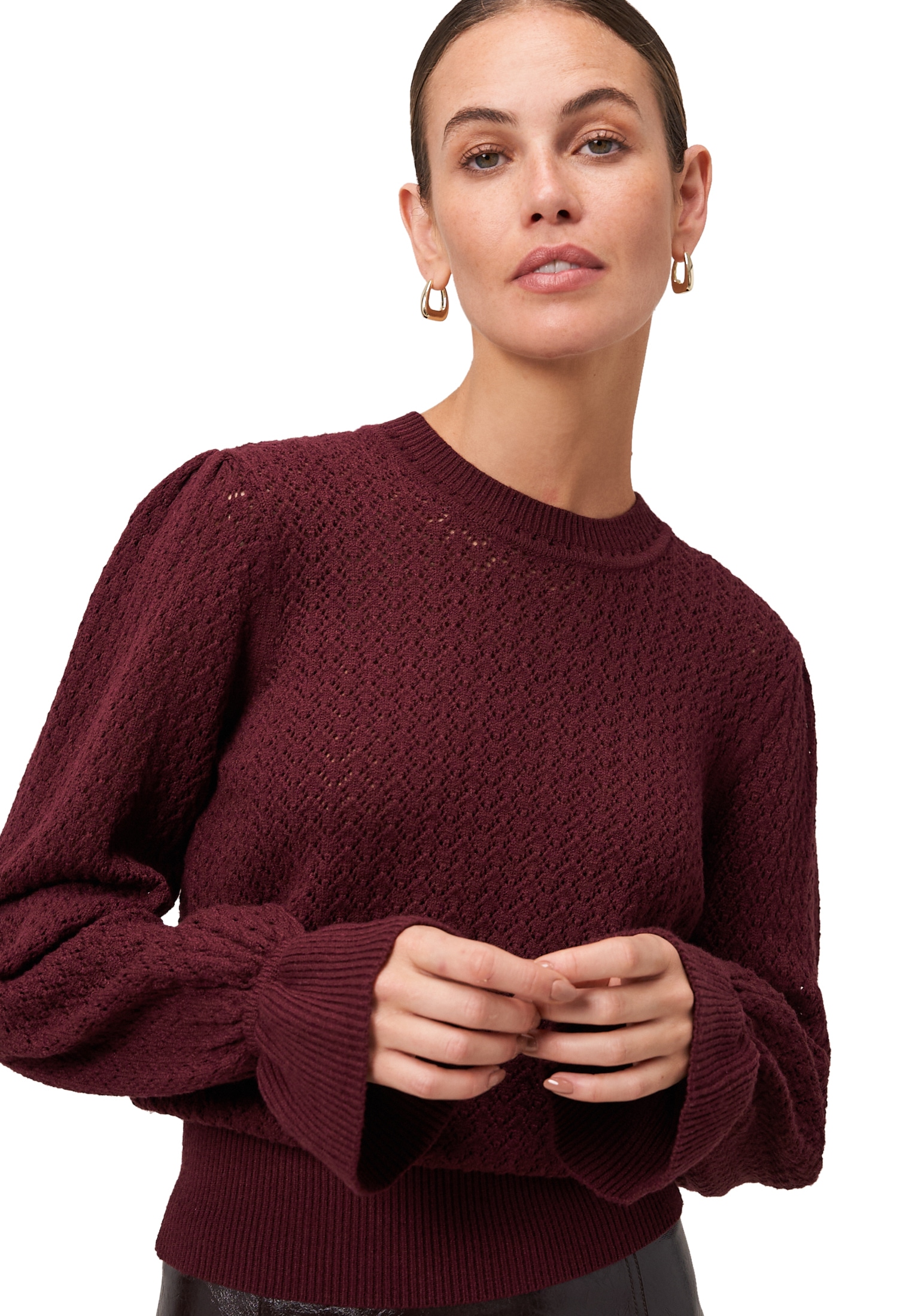 Zero Rundhalspullover »Pullover mit Volant-Ärmeln«