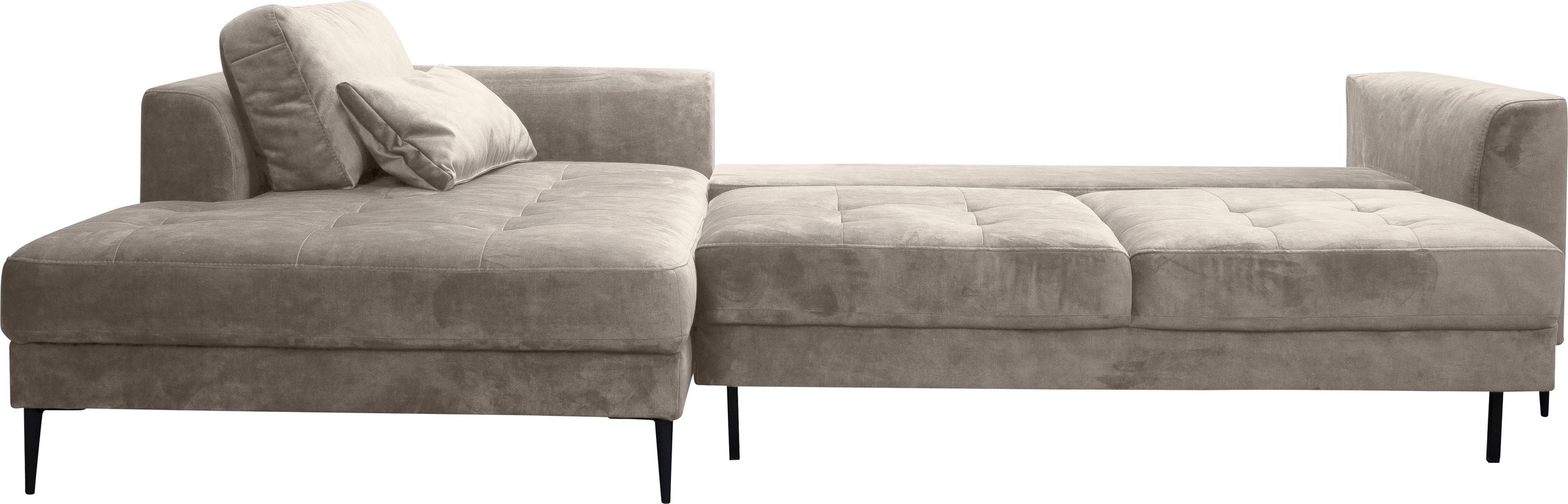 TRENDMANUFAKTUR Ecksofa »Luzi, wahlweise mit Schlaffunktion und Bettkasten bestellbar, L-Form«, Designsofa mit tollem Sitzkomfort, Metallfüße schwarz, Breite 280 cm