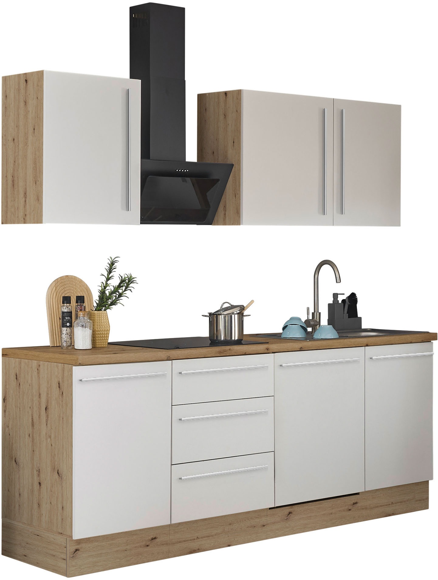 KOCHSTATION Küchenzeile »Florida«, Breite 220 cm, Softclose für Türen und Schubkästen, ohne E-Geräte