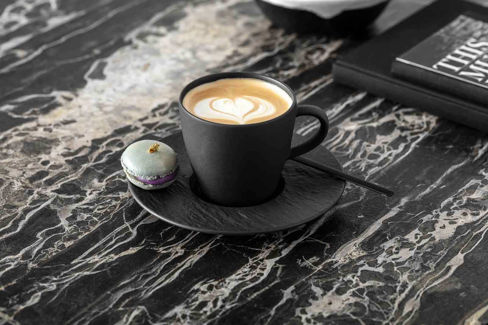 Villeroy & Boch Tasse »Kaffeetasse mit Untertasse Manufacture Rock Glow 150 ml schwarz«