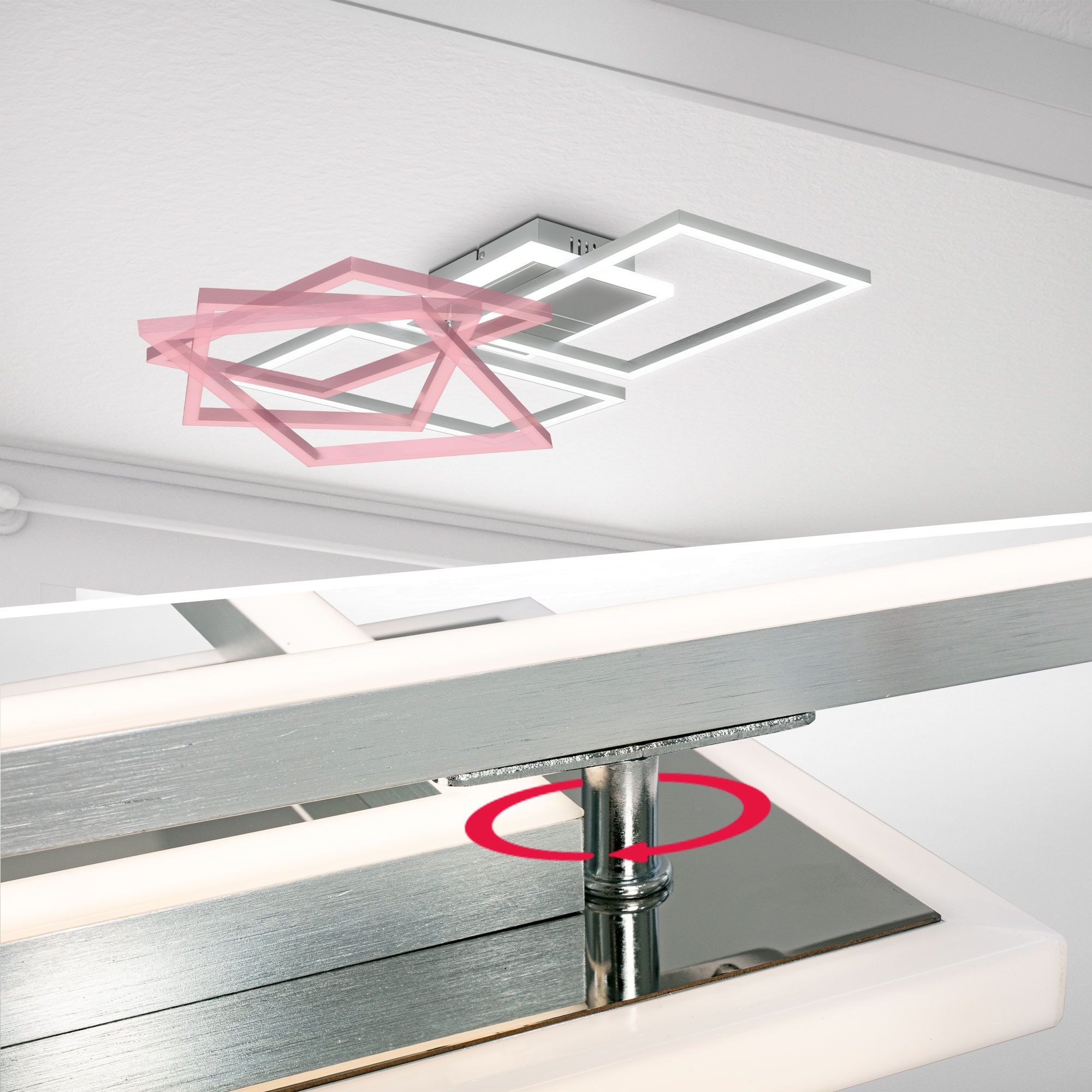 B.K.Licht LED Deckenleuchte »BKL1440 LED Deckenlampe, einstellbare Farbtemperatur, LED Lampe« LED-Modul 1 Stk. Neutralweiß 2700K - 6500K, 4.200Lm, 40W, 50x38,8x8 cm, Chrom-Alu