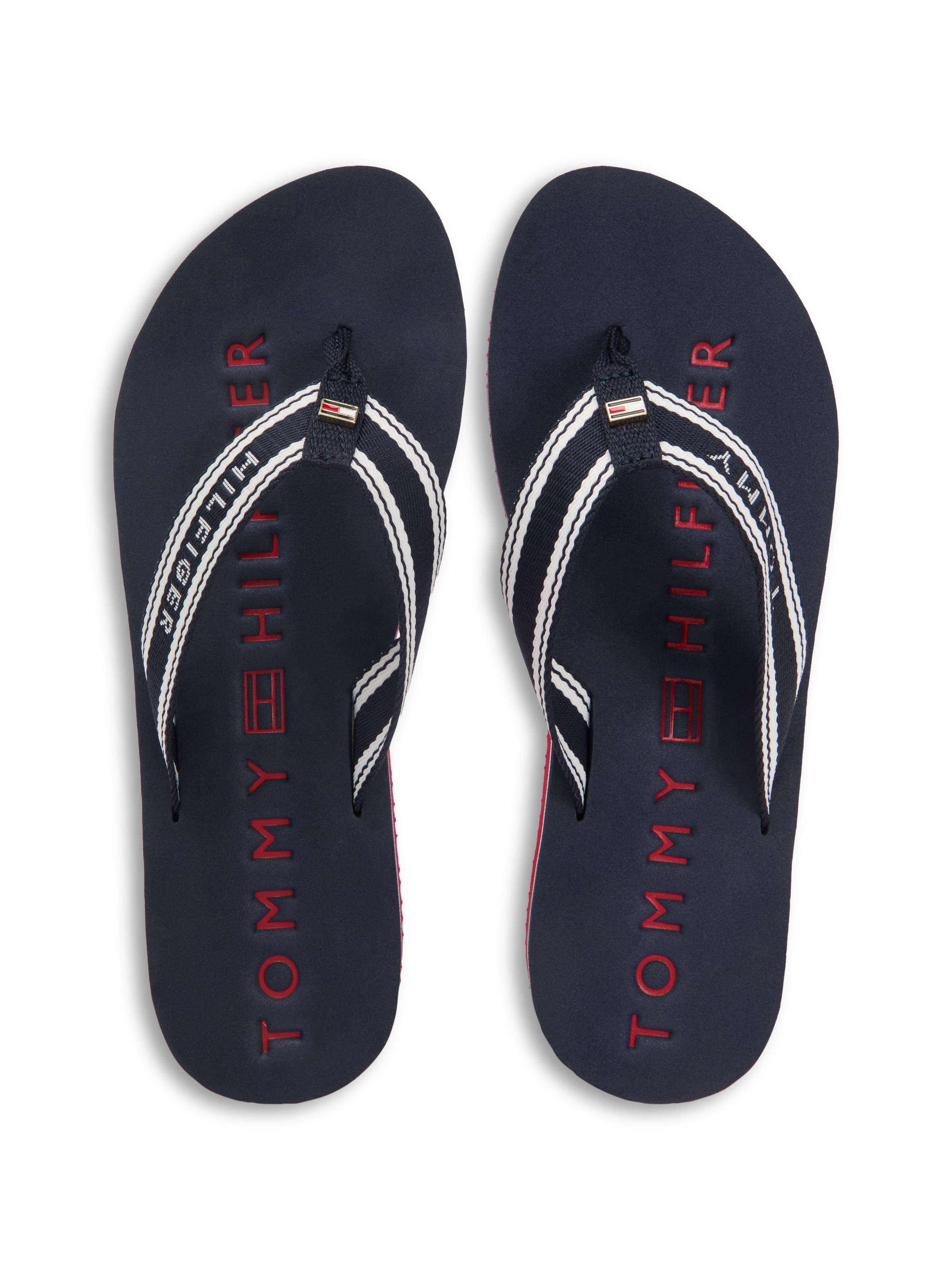 Tommy Hilfiger Zehentrenner »TH WEBBING SUMMER SANDAL«  Sommerschuh, Strandschuh, Dianette mit Streifen und Logoschriftzug