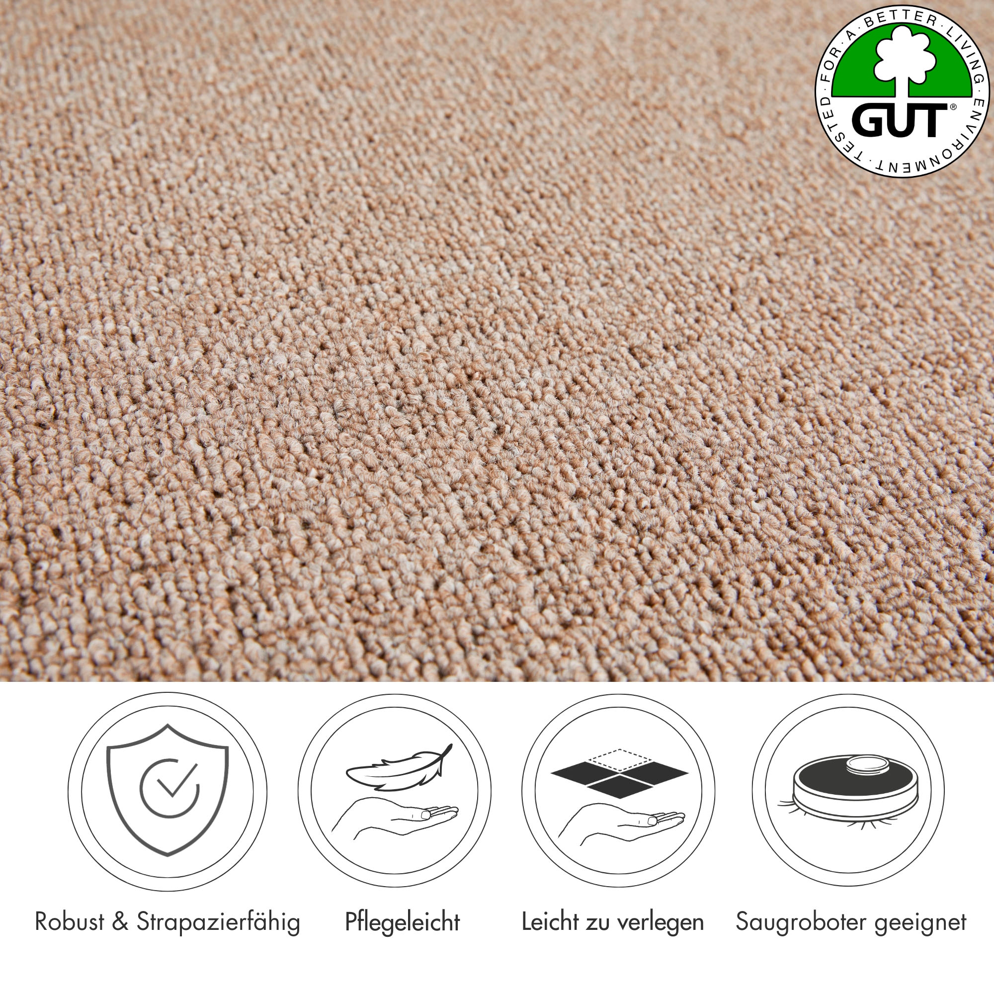 Andiamo Teppichboden »Luton, Feinschlinge, Made in Netherlands«, rechteckig, 4,5 mm Höhe, meliert, Breite 400 cm oder 500 cm, strapazierfähig & pflegeleicht