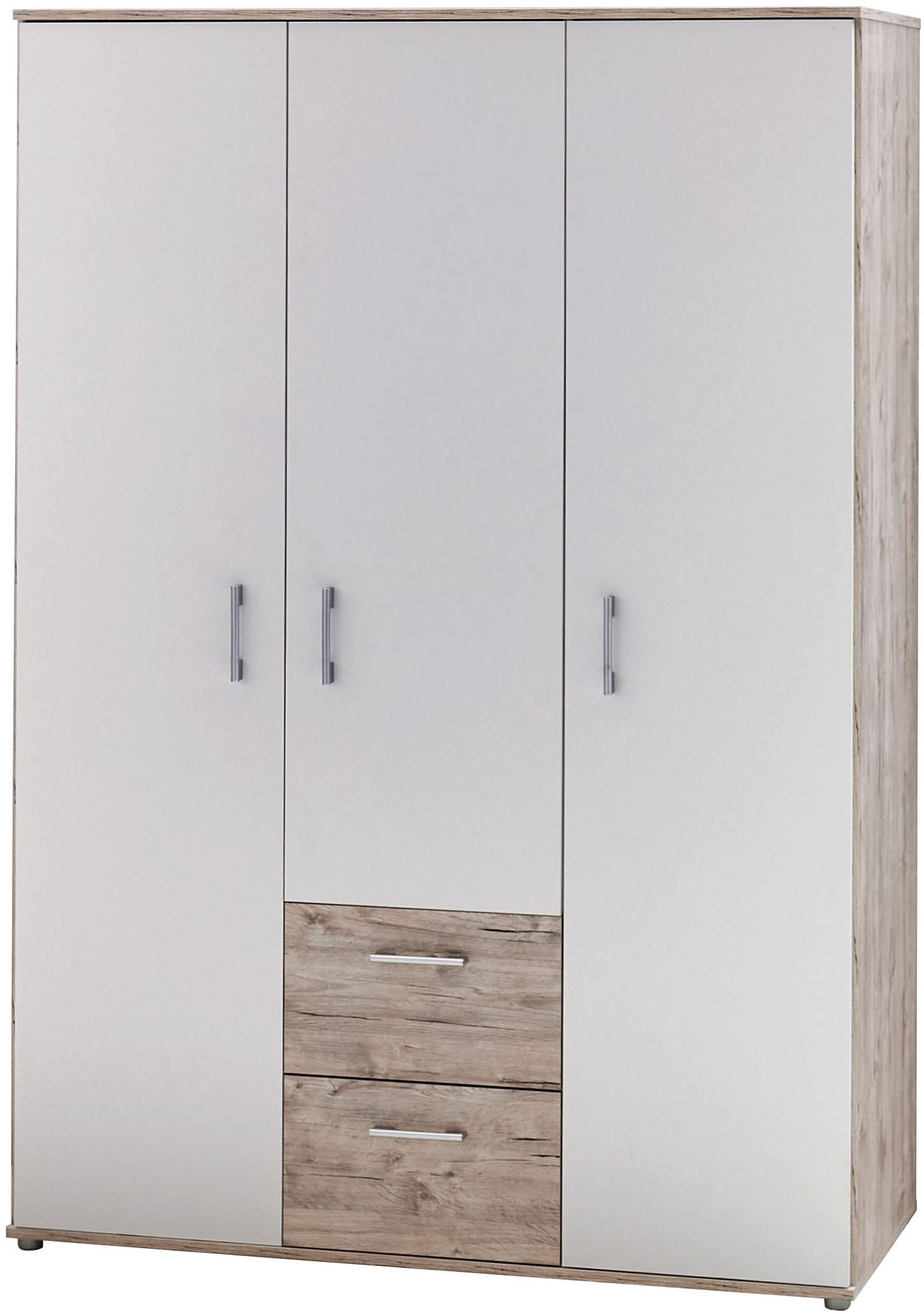 Home affaire Kinderkleiderschrank »Kleiderschrank »Rieke« 3-türig mit 2 Schubkästen«, (1 St.), 2 Kleiderstangen, 3 Drehtüren, 2 Schubkästen