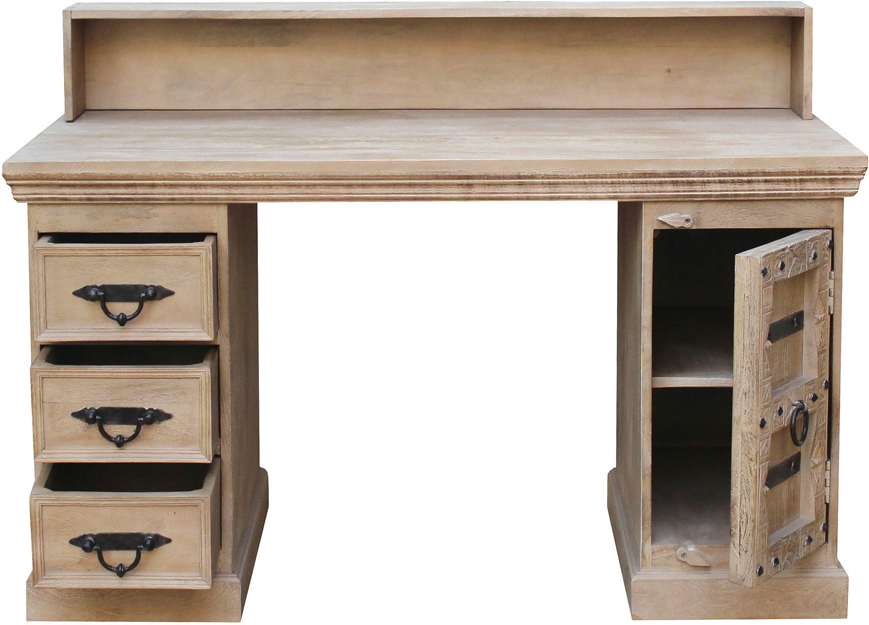 SIT Schreibtisch »Daipur« mit Beschlägen und Schnitzereien