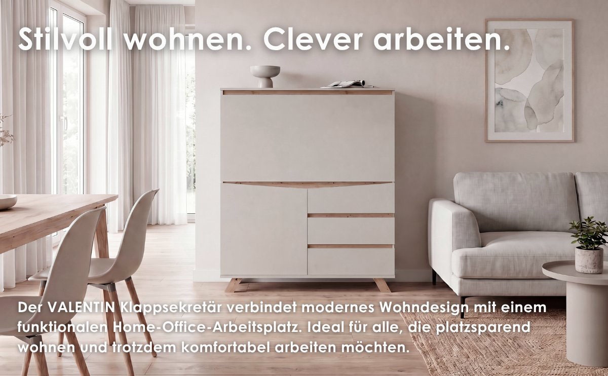 OTTO home Sekretär »Vaux« 1 Stk. tlg. Kaschmir / Artisan Eiche (Eiche-Optik), Klapptür, Stauraum, B: 120 cm
