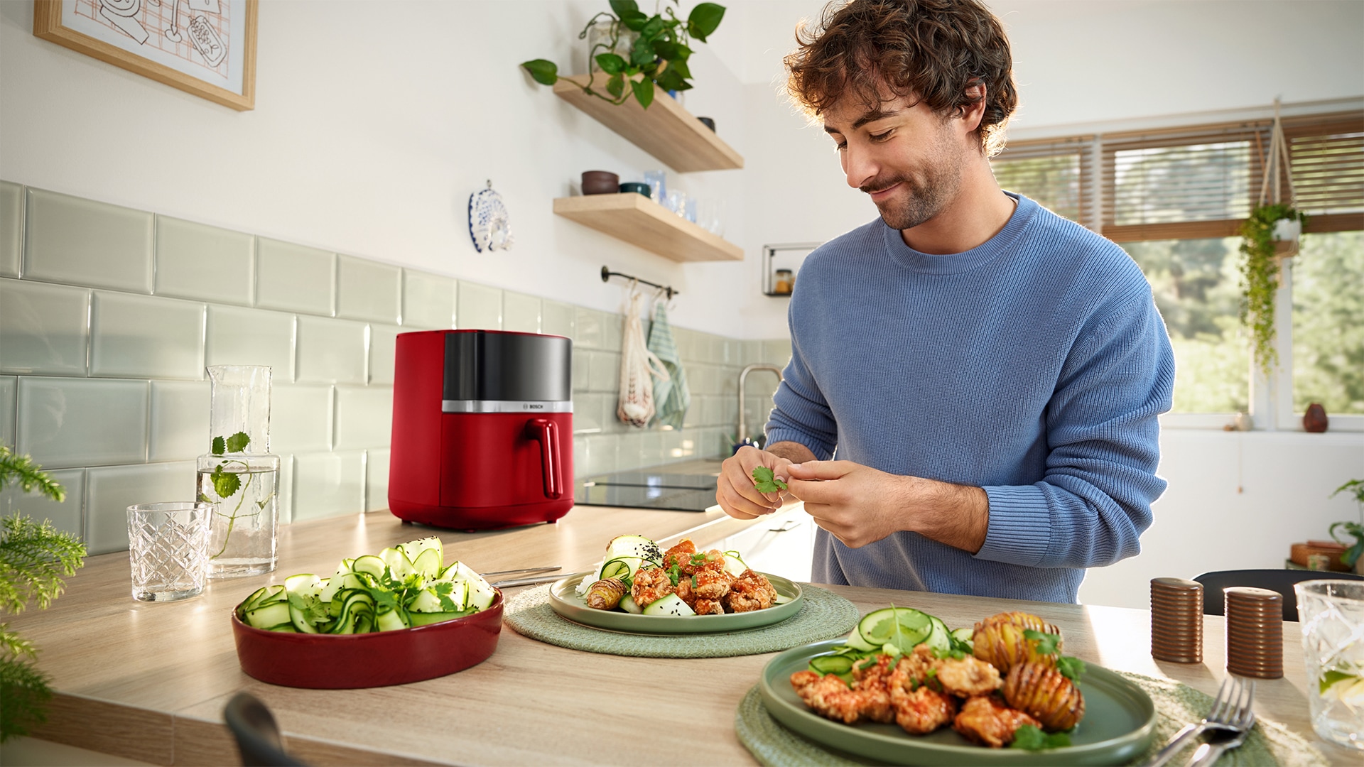 BOSCH Heißluftfritteuse »Air Fryer Serie 4, MAF462B0, 6,1l, 2 Heizelemente, 7 Programme« 2050 W Auftaufunktion, Korb/Gitter spülm.geeignet,