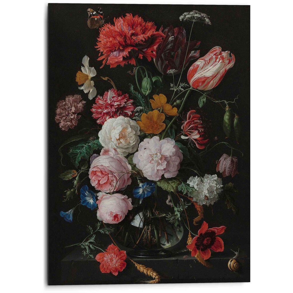 Reinders! Wandbild »Aluminium Wandbild Stillleben mit Blumenvase Jan Davidsz de Heem«, Vasen, (1 St.)