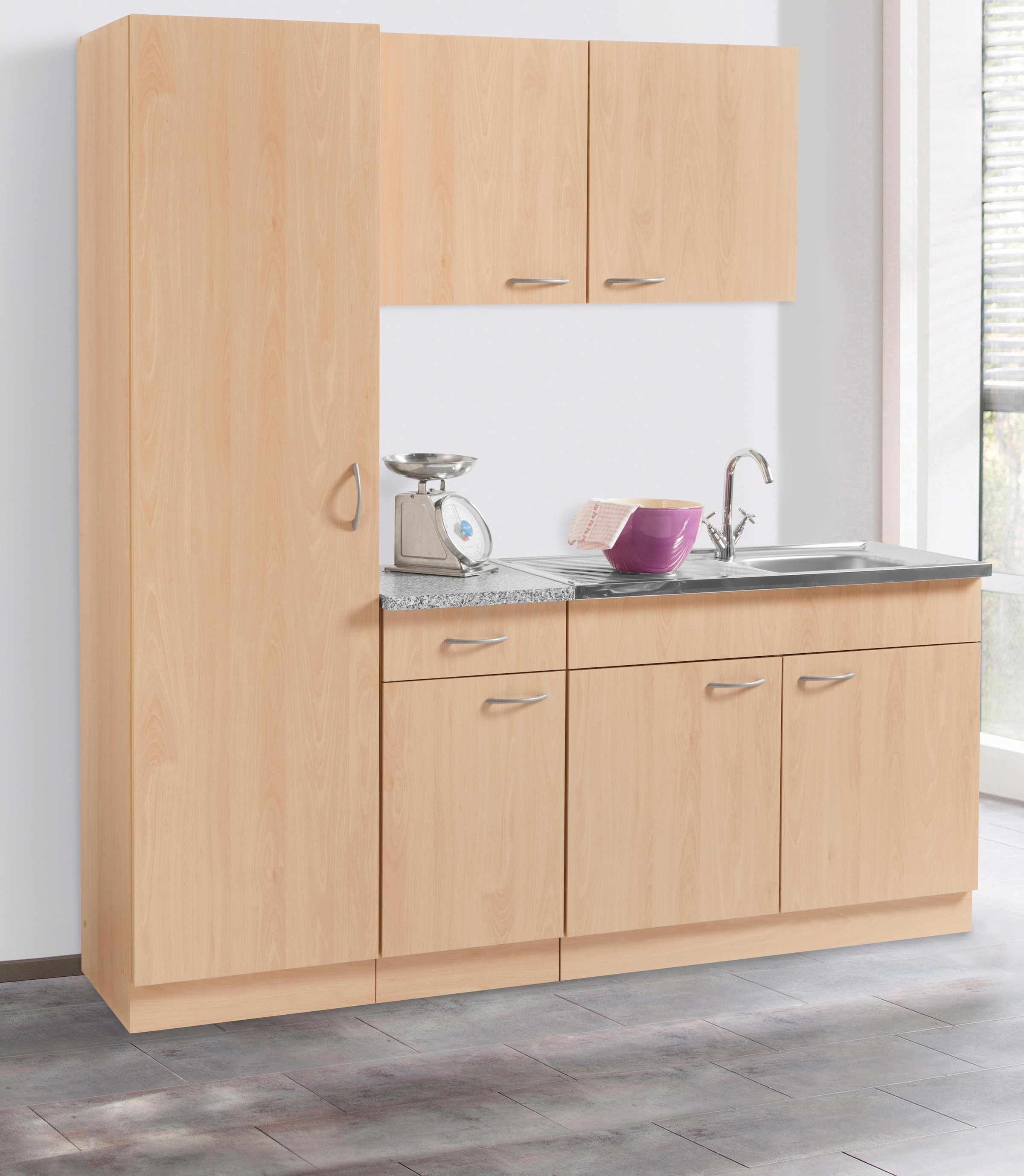 wiho Küchen Küche »Kiel« Breite 190 cm mit 28 mm starker Arbeitsplatte, Tiefe 50 cm