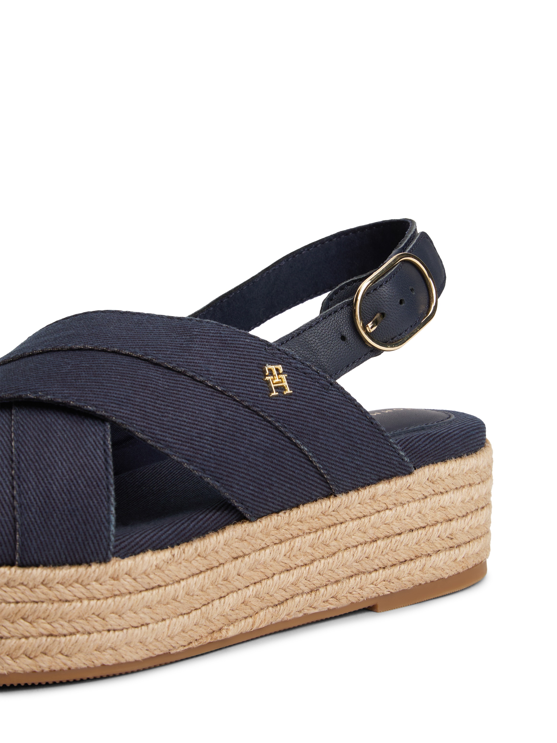 Tommy Hilfiger Keilsandalette »DENIM ESPADRILLE PLATFORM SANDAL«, Plateau, Riemchensandale, Sommerschuh mit verstellbarer Schnalle