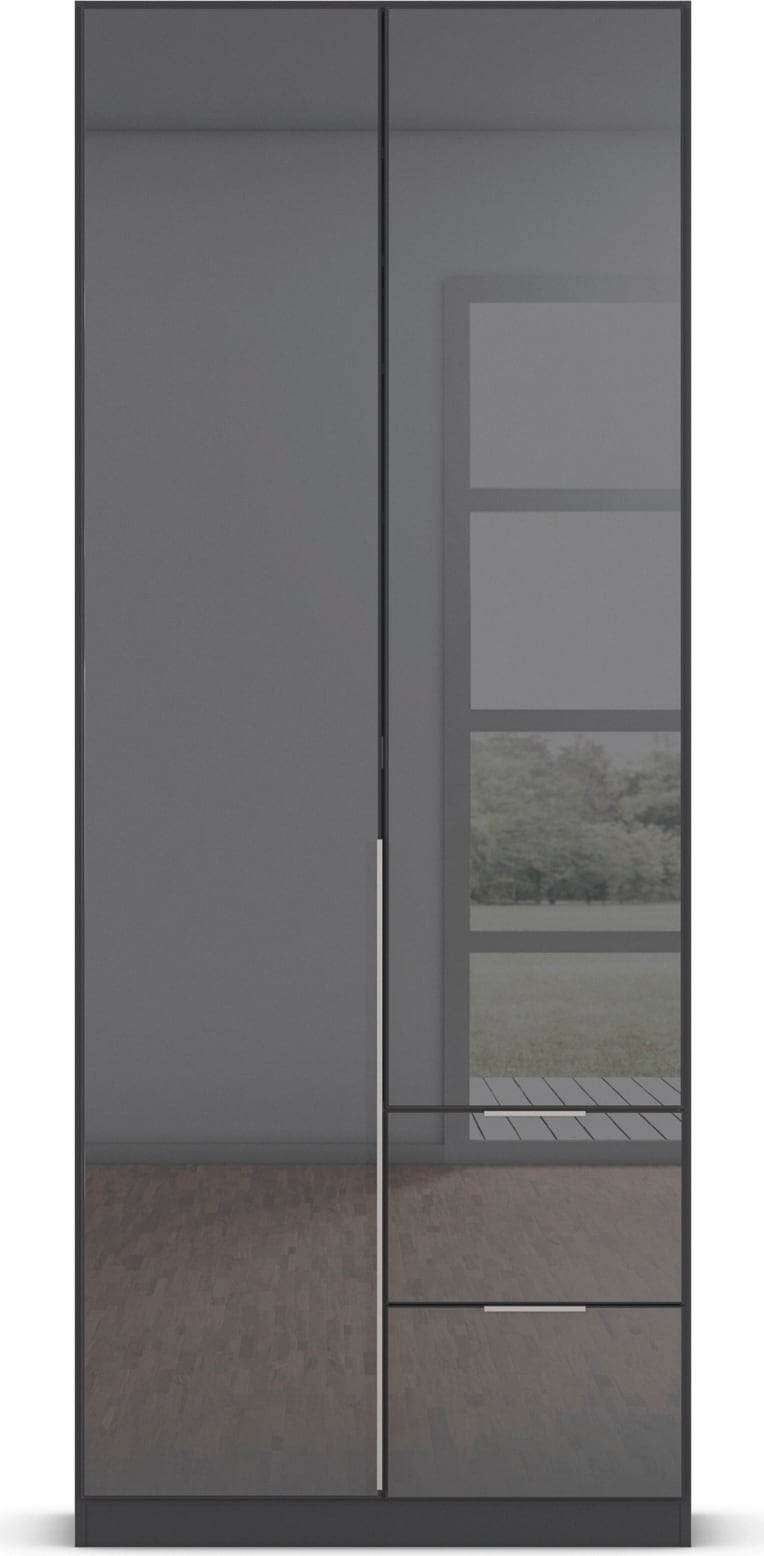 rauch Drehtürenschrank »Kleiderschrank Kleiderschränke Schrank Garderobe AGORDO mit Glasfront«, (in zwei Griff-Farben mit Glasfront), mit Außenschubkästen, in 6 Breiten und 2 Höhen MADE IN GERMANY