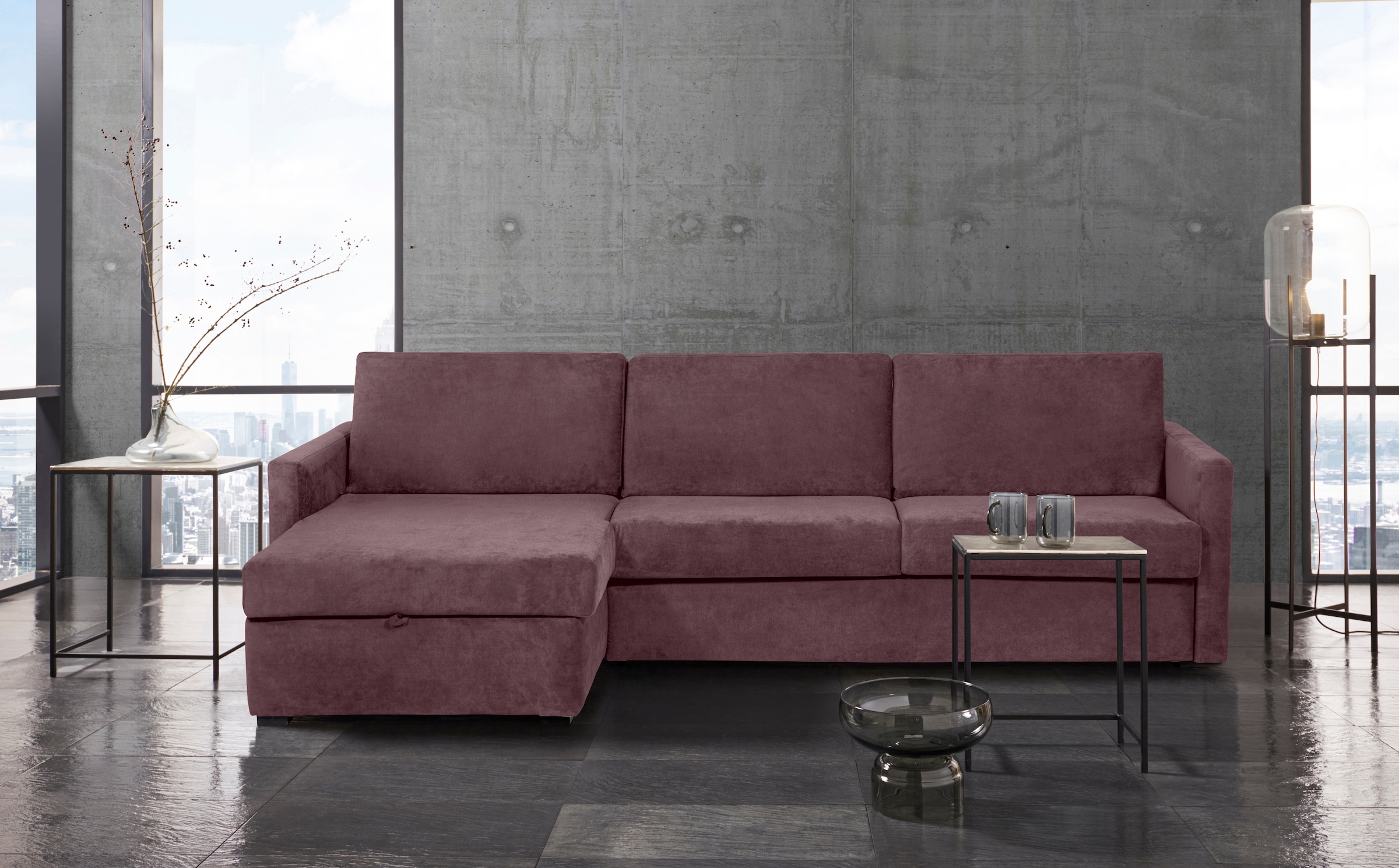 Places of Style Schlafsofa »GOLDPOINT Ecksofa 264 cm, Liegefläche (140/200cm), L-Form,«, Bettfunktion, Bonell-Federkernmatratze und Dauerschläfer-Funktion