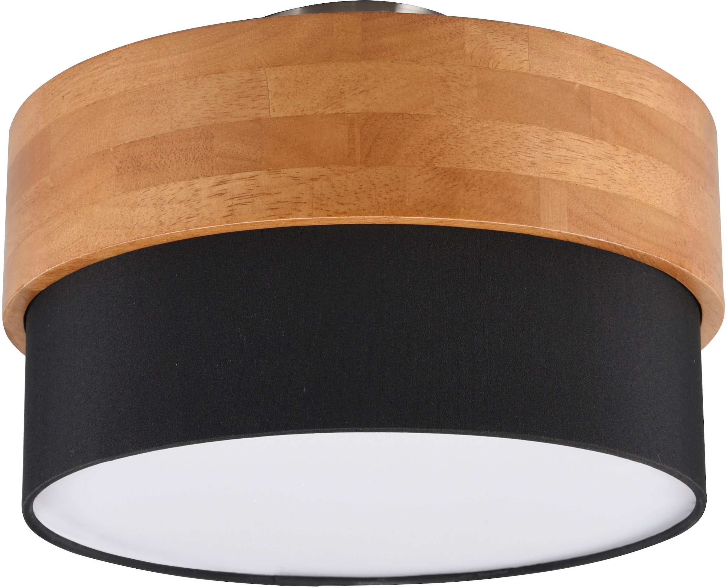 TRIO Leuchten Deckenleuchte »Seasons«, 2 flammig, Leuchtmittel E14 | ohne Leuchtmittel, Deckenlampe Holz mit Stoffschirm Ø30cm exkl 2xE14 max 40W