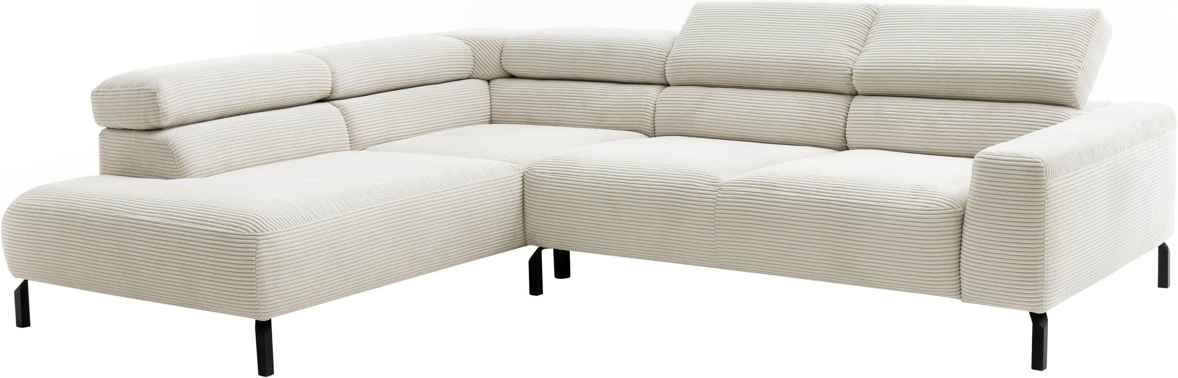 Places of Style Ecksofa »Antonelli, L-Form, inkl. Kopfteilverstellung, Breite 276 cm«, mit elektrischer Sitztiefenverstellung, in Cord, natur