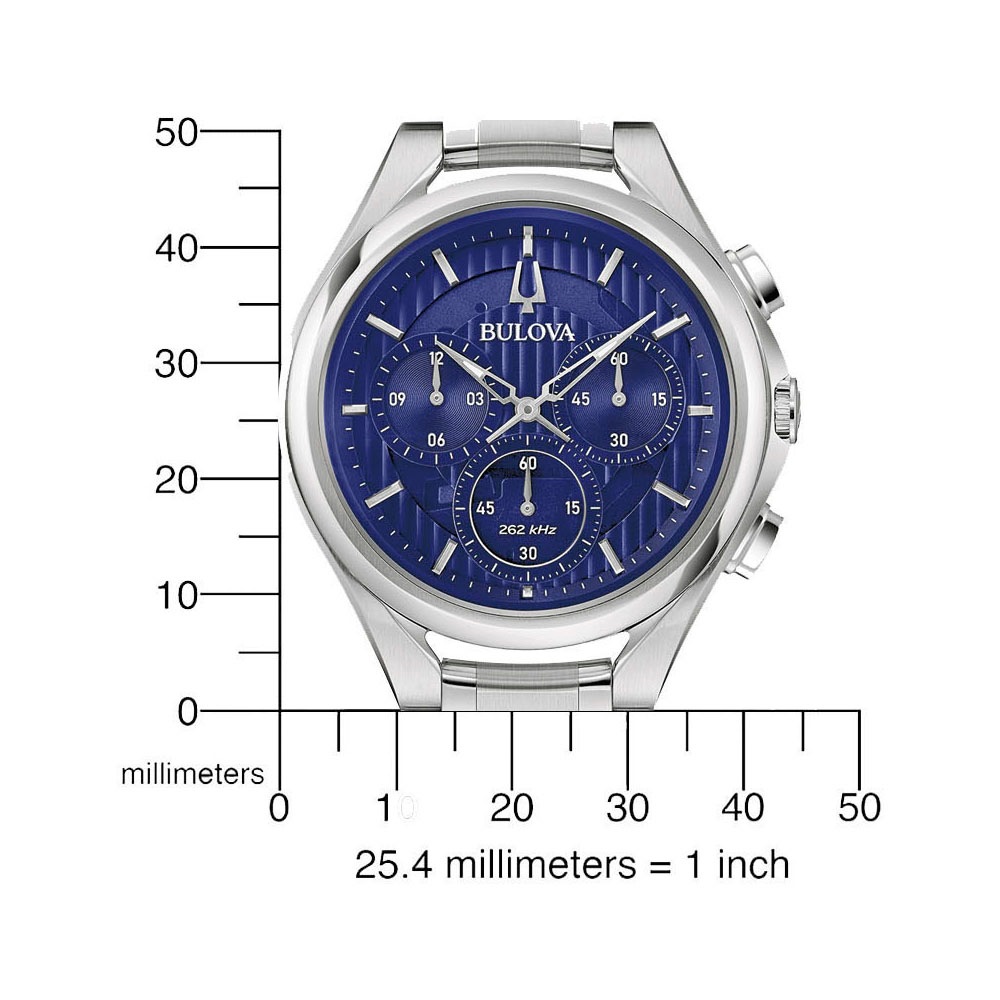 Bulova Chronograph »Curv«, Armbanduhr, Quarzuhr, Herrenuhr, Edelstahlarmband, Saphirglas