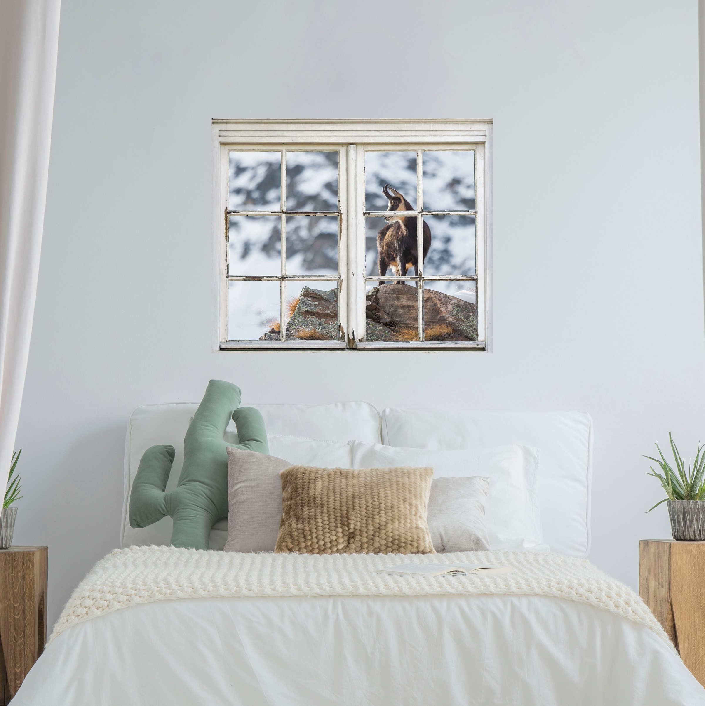 queence Wandsticker »Steinbock«, Wandsticker, Wandbild, selbstklebend, 3D, Fenster, Steinbock