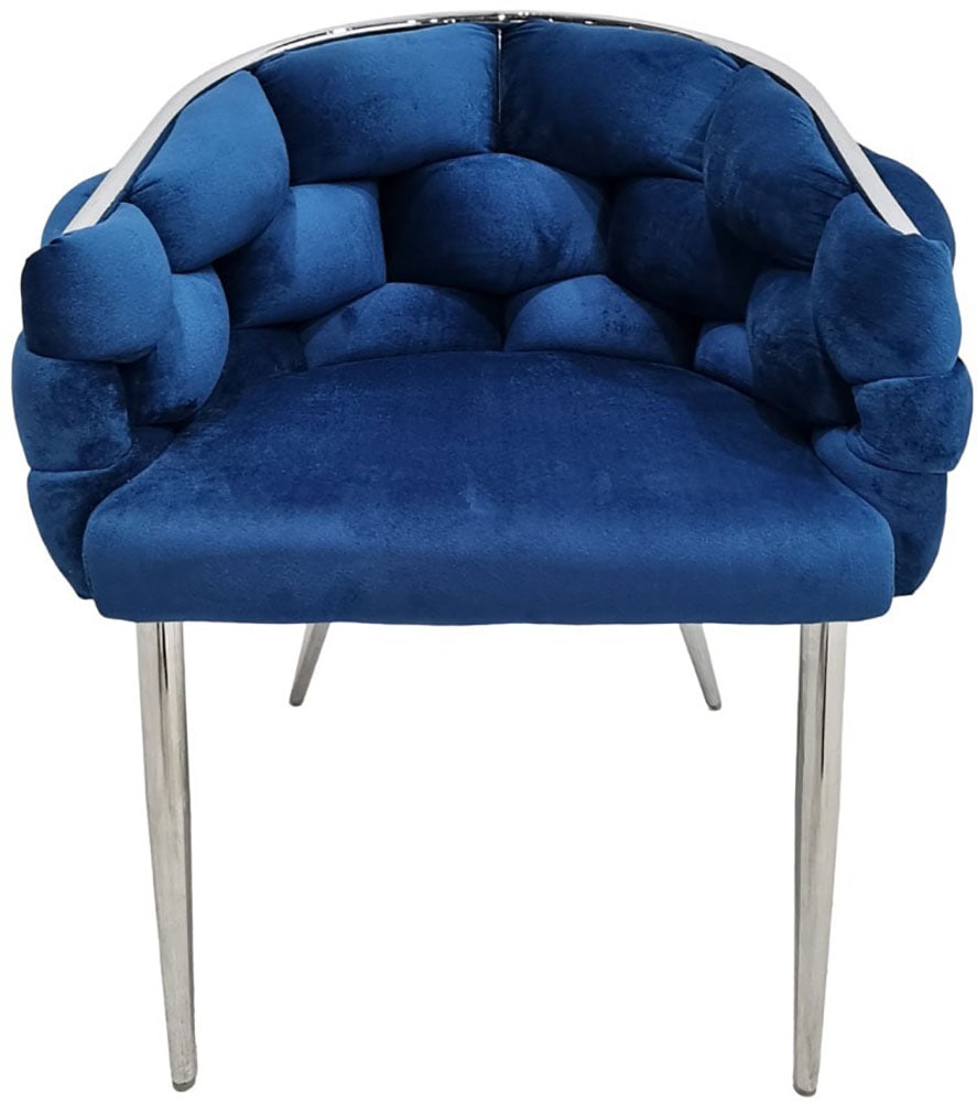Kayoom Polsterstuhl »Stuhl Grace 125 2er-Set, Gestell aus Eisen, bequem gepolstert« (Set) 2 Stk. Graziöses Design, absolutes Eye-Catcher, geflochtener Rücken