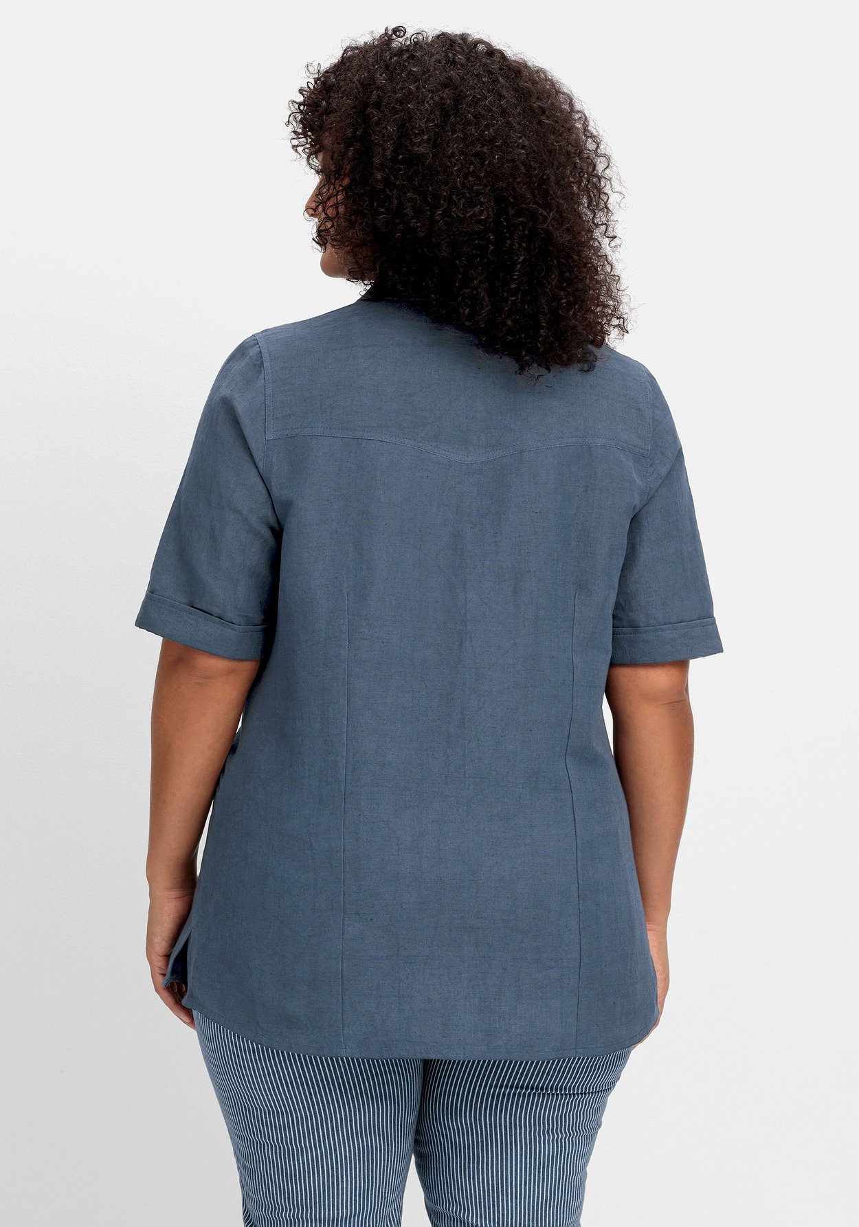 Sheego Hemdbluse »Hemdbluse im Leinen-Mix, mit Druckknopfleiste«
