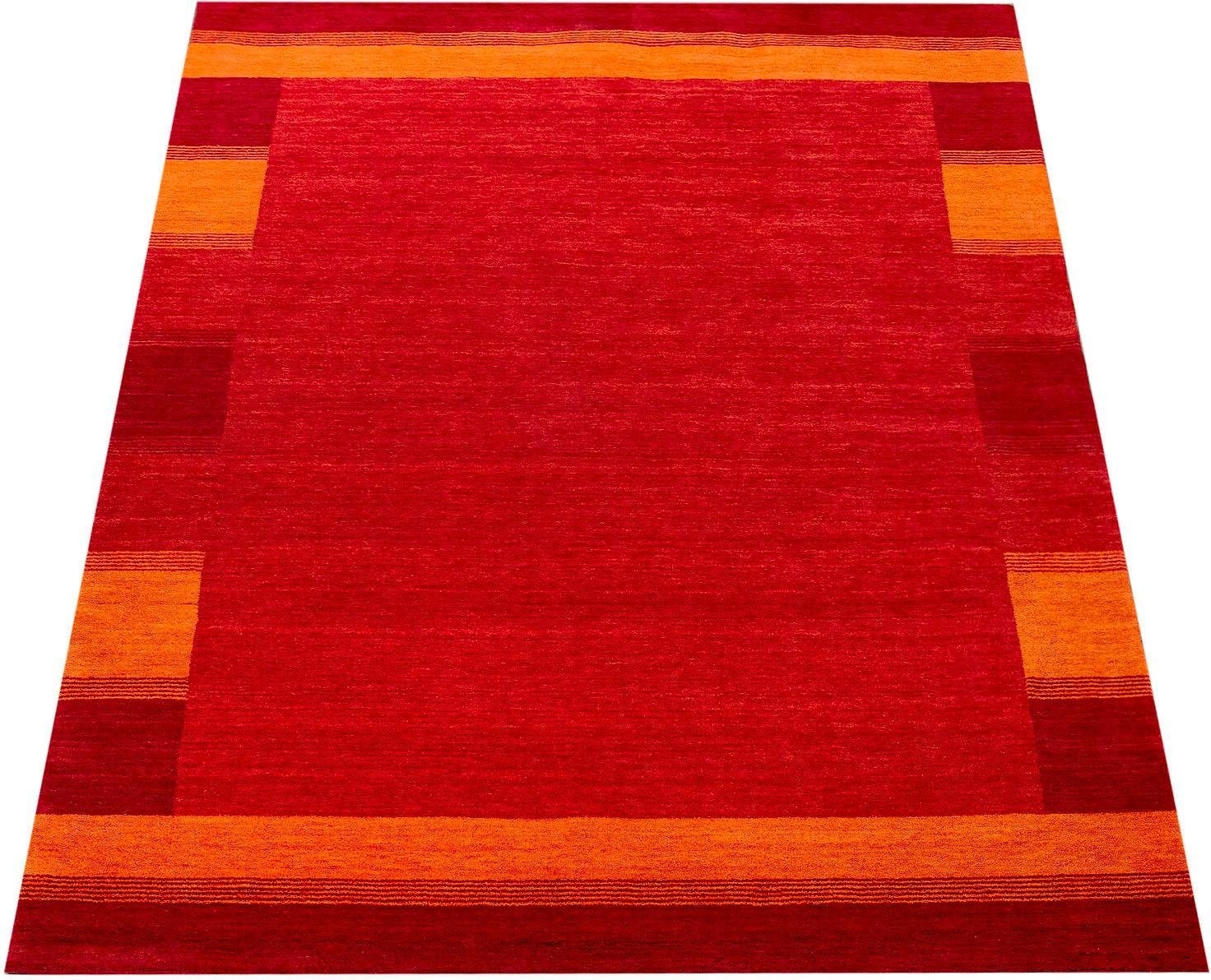 Paco Home Wollteppich »Gabbeh 310« rechteckig 14 mm Höhe Kurzflor, handgewebt, reine Wolle, Gabbeh-Stil, mit Bordüre