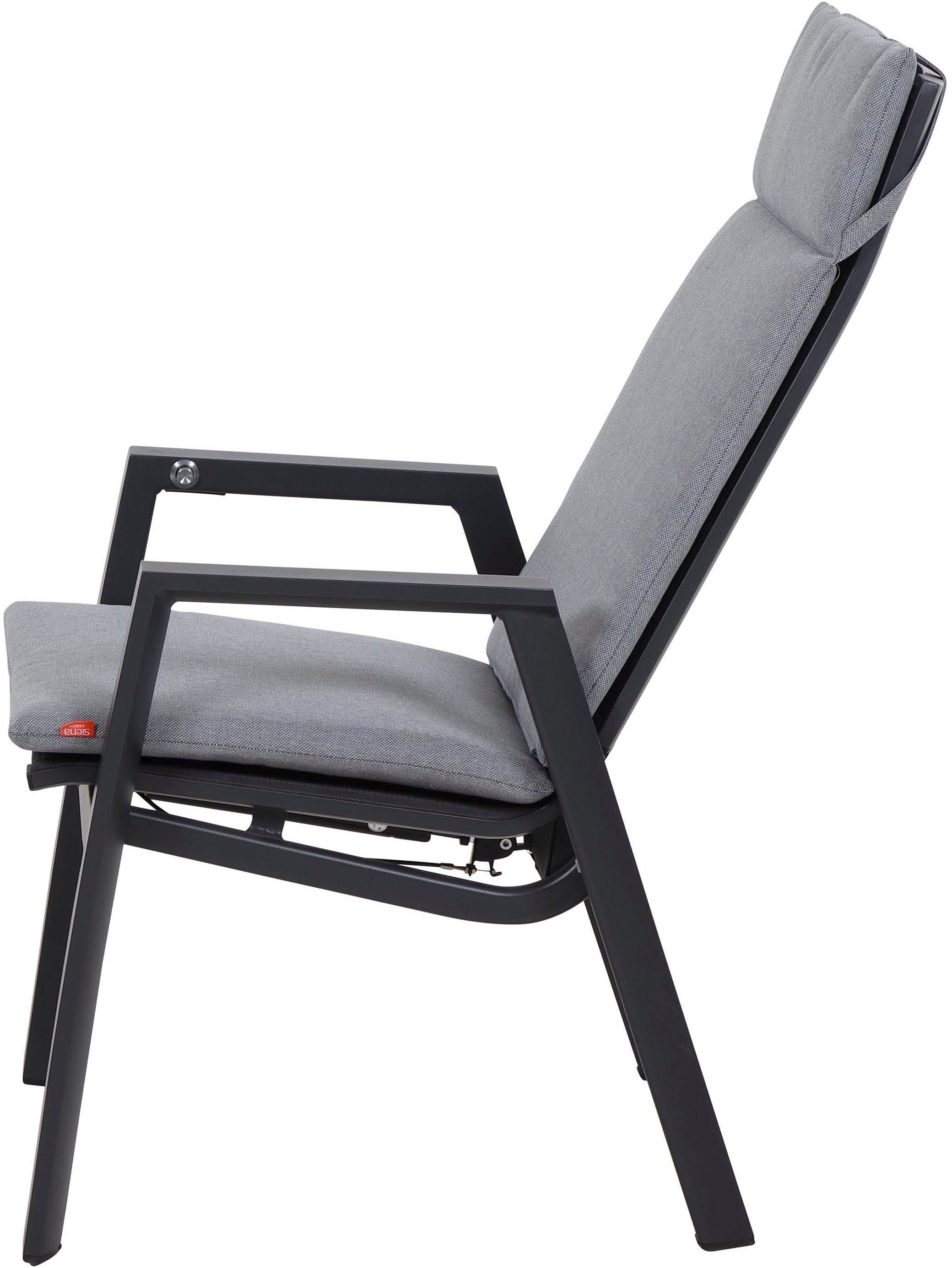 Siena Garden Garten-Essgruppe »Valencia/Ancona«, (Set, 15 tlg., 6 Sessel: 59x71x110 cm, Liege: 70x154x109,5 cm, Tisch: 220x100x74 cm), Polypropylen, Aluminium, Tischplatte aus Keramik, inkl. 7 Auflagen