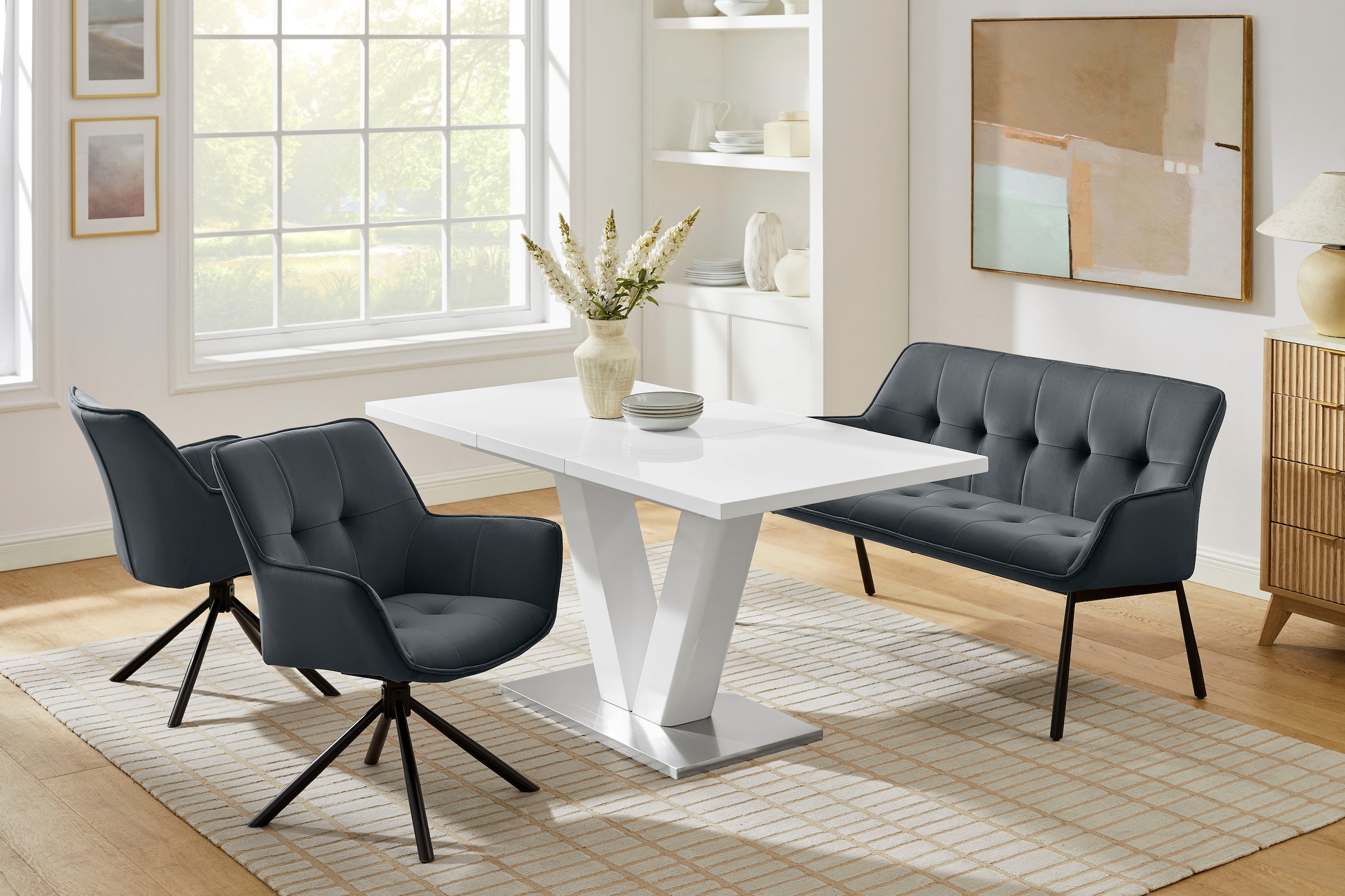 OTTO home Bank »Lika« weicher Veloursbezug, schwarzes Metallgestell, zwei Breiten