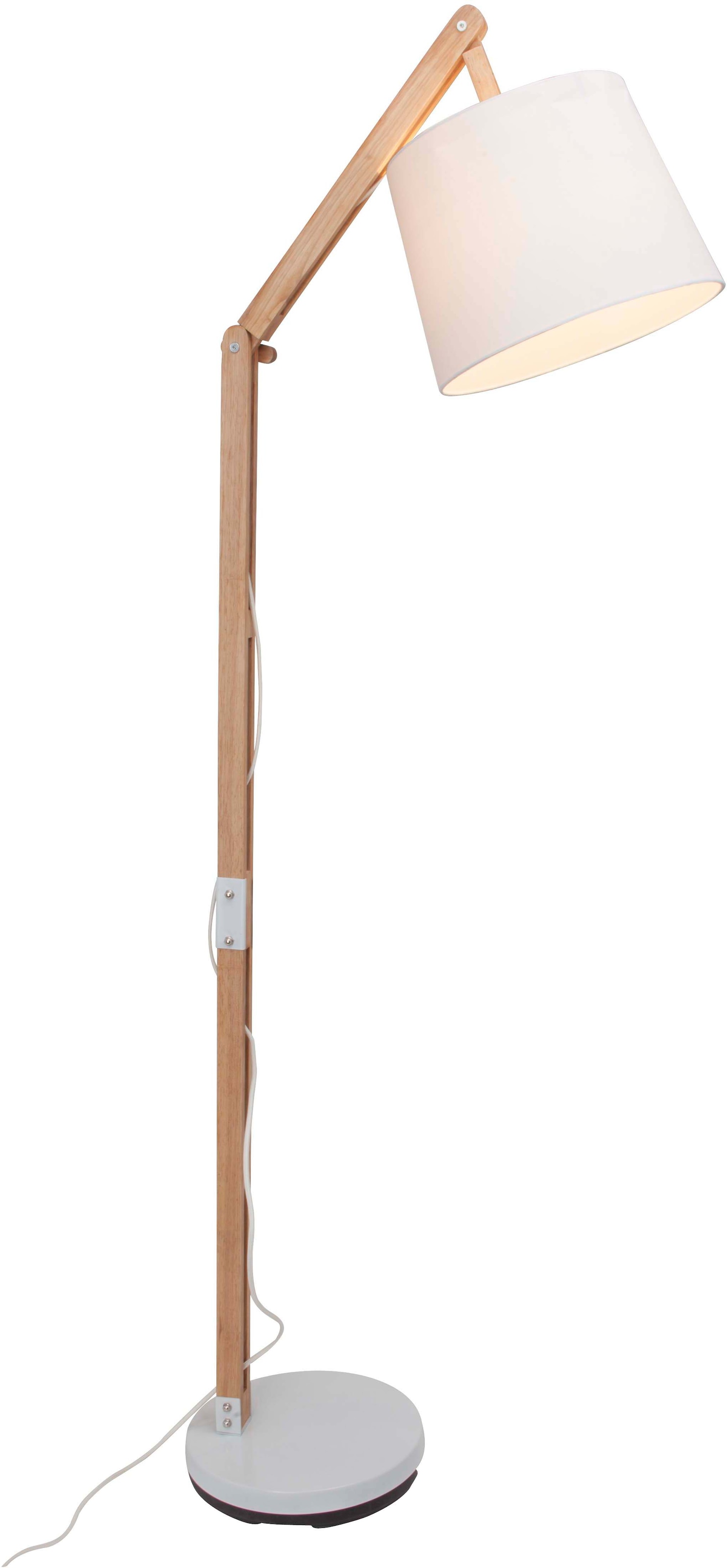 Brilliant Stehlampe »Carlyn«, 1 flammig, Leuchtmittel E27 | ohne Leuchtmittel, 163 cm Höhe, E27 max. 60 W, mit weißem Stoffschirm, Holz/Metall/Textil