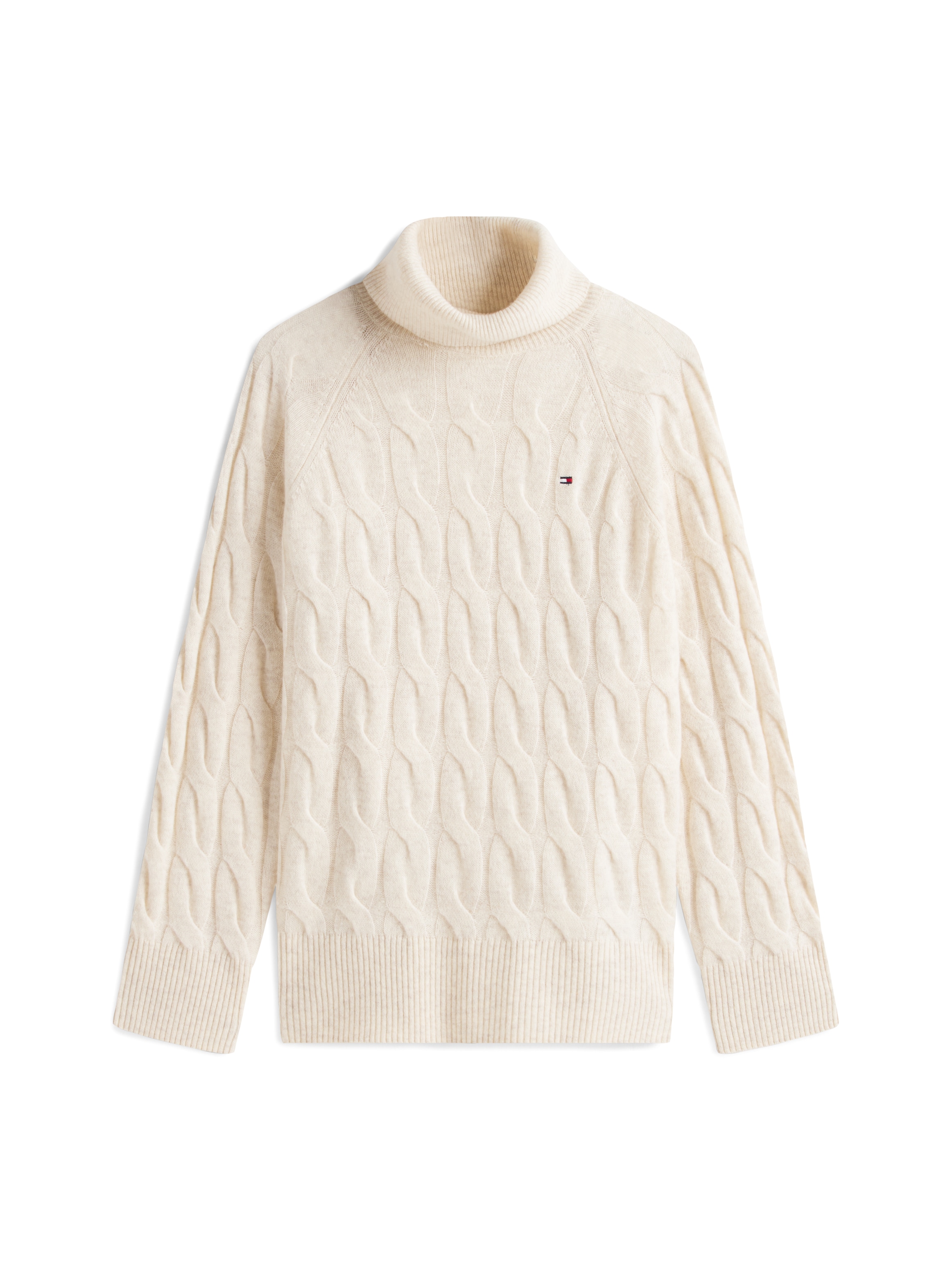 Tommy Hilfiger Rollkragenpullover »SOFT WOOL CABLE ROLL-NK LS SWT«, mit Zopfmuster, aus reiner Wolle