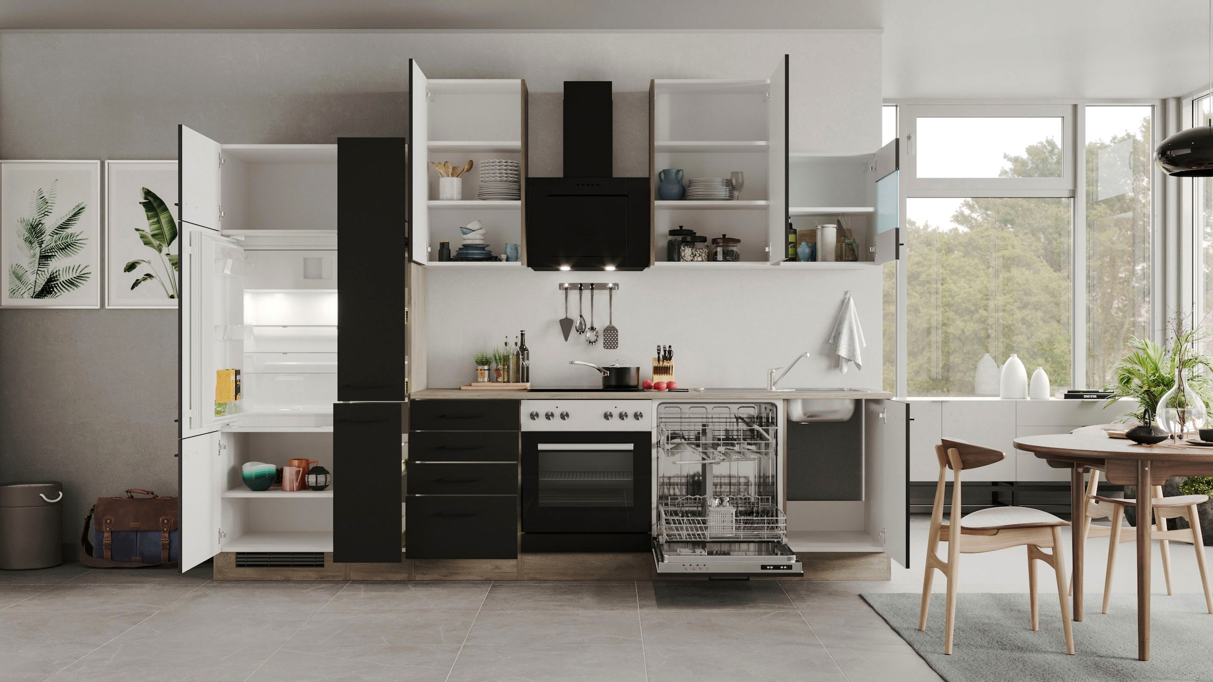 Flex-Well Küchenzeile »Capri«, mit und ohne E-Geräten erhältlich, Gesamtbreite 310 cm