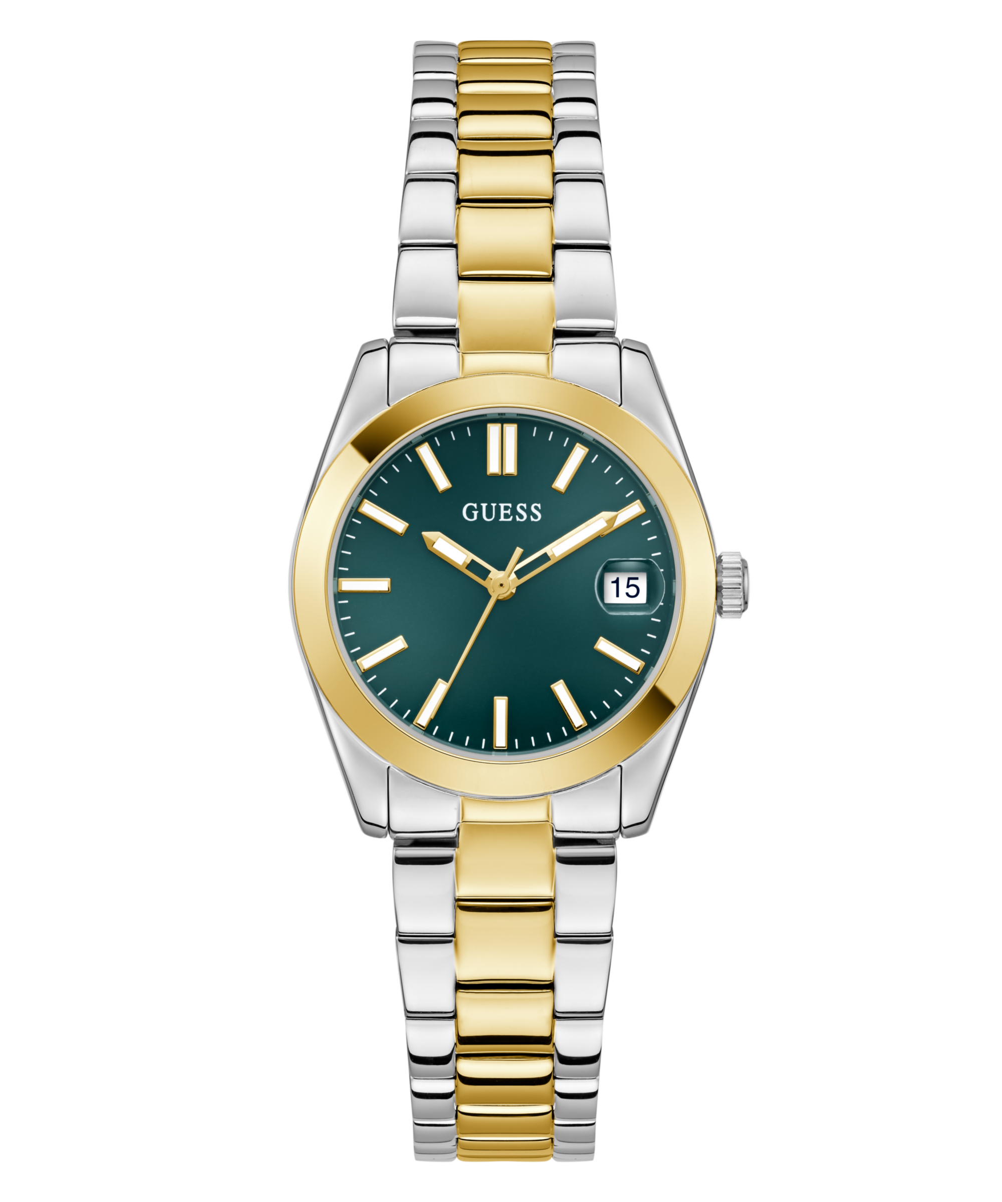 Guess Quarzuhr »ALICE« Armbanduhr, Damenuhr, Edelstahlarmband, Datum, Kristallglas