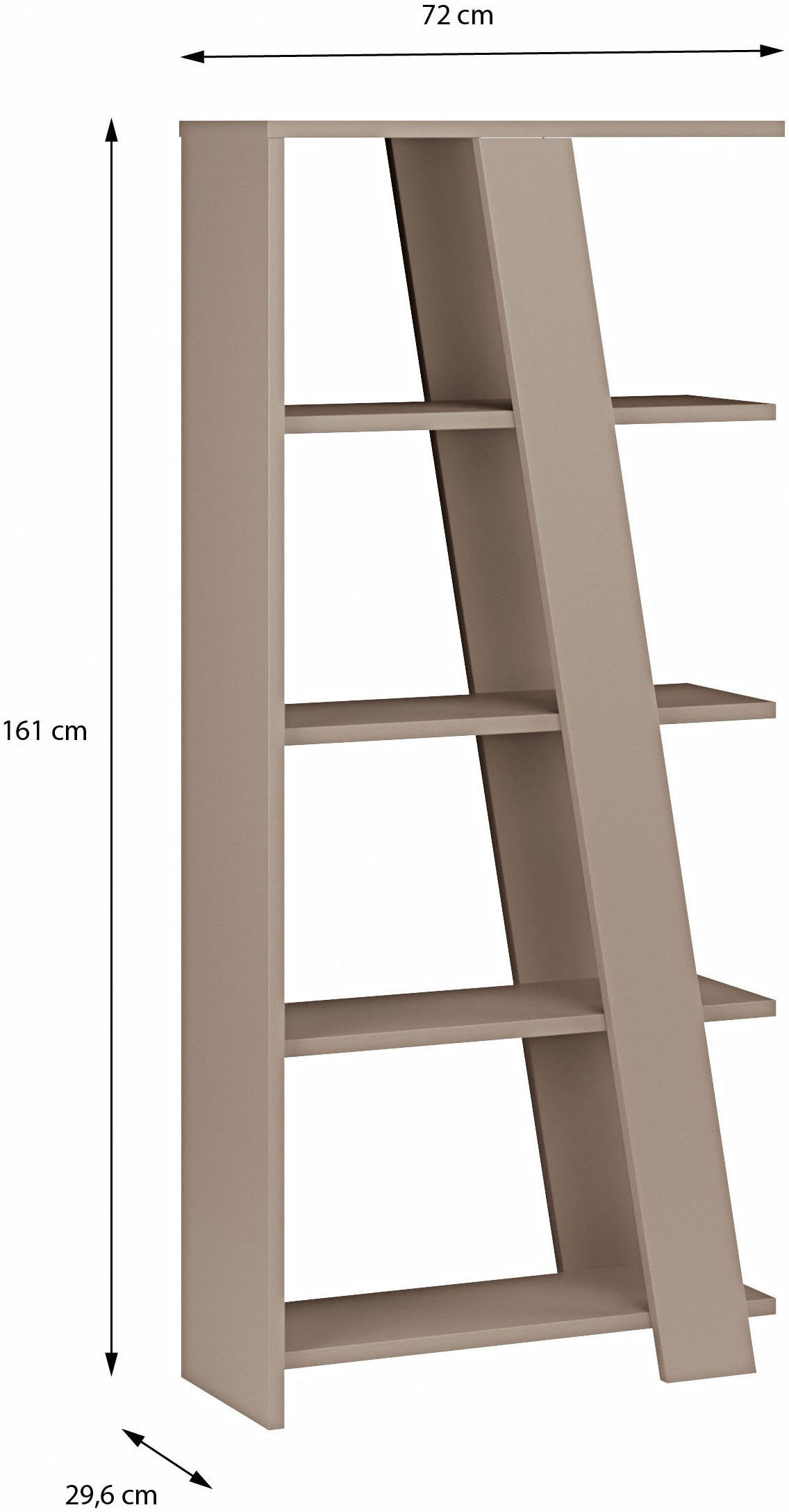 FORTE Standregal »Standregal, 4 Ablageböden, Höhe 161 cm« B/H/T 72/161/29,6 cm verschiedene Dekore