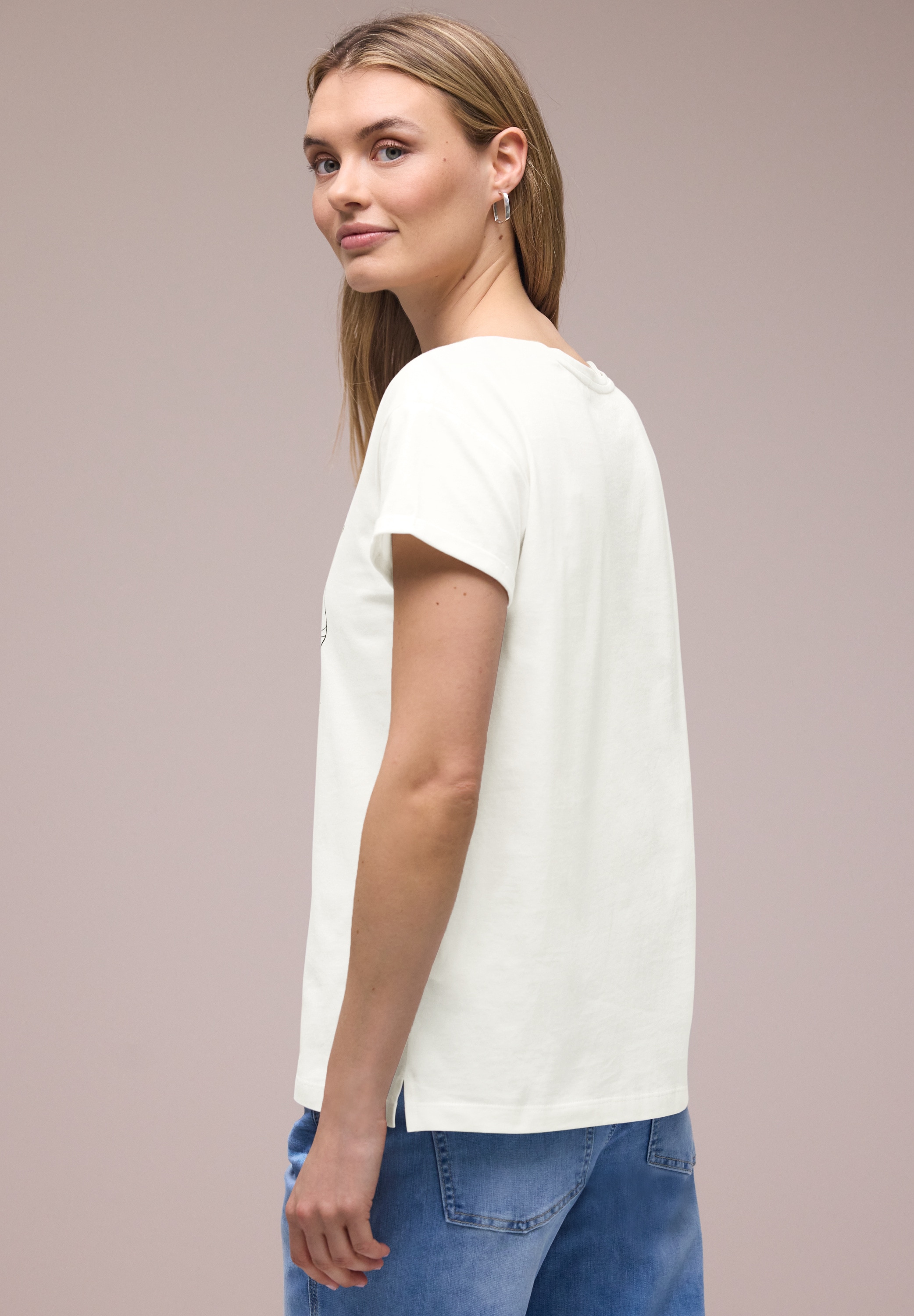 STREET ONE Rundhalsshirt Sommershirt mit floralem Artwork