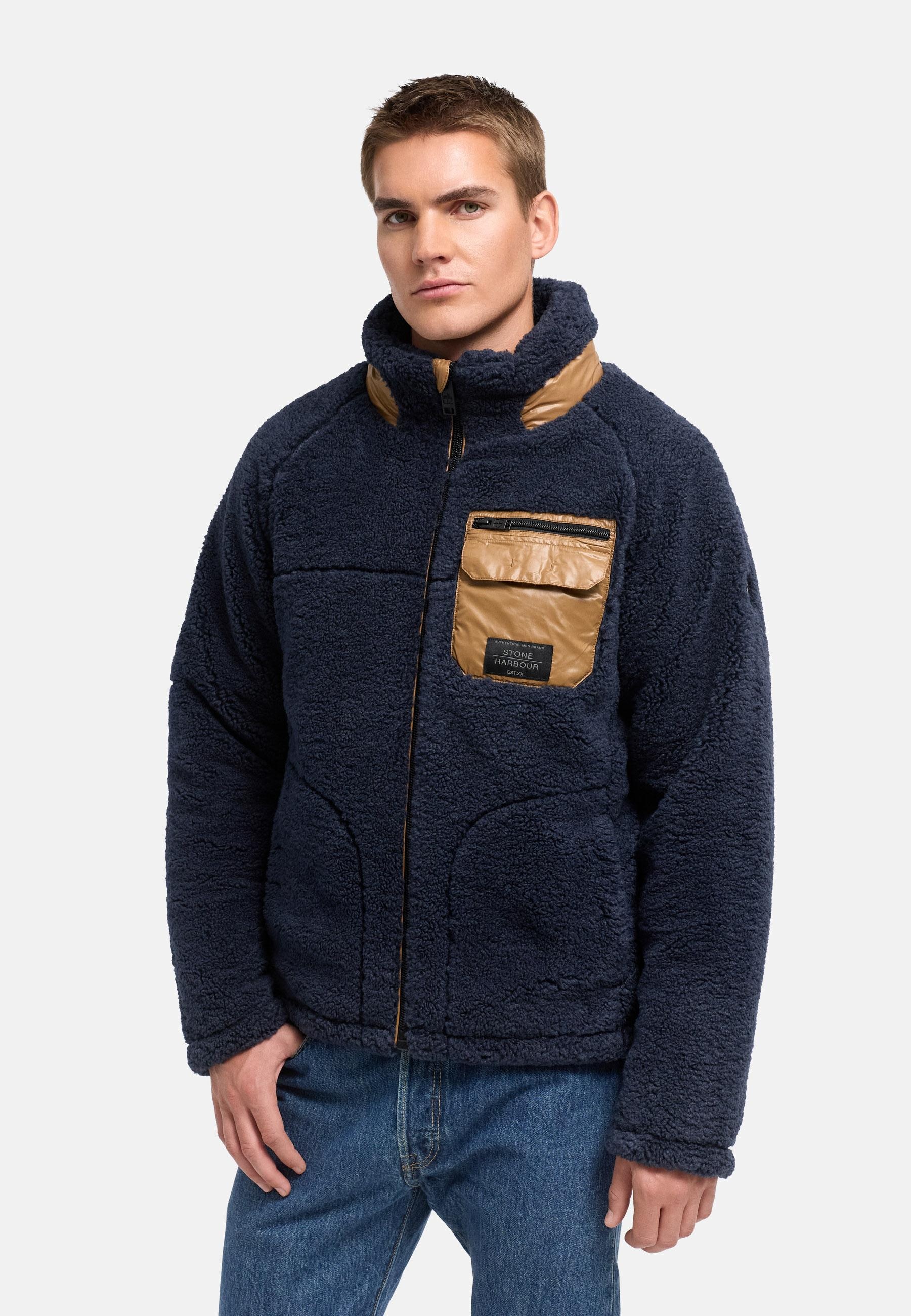 Stone Harbour Plüschjacke »Plüschjacke Sorees XX« ohne Kapuze Warme Herren Winterjacke aus weichem Teddy-Fleece