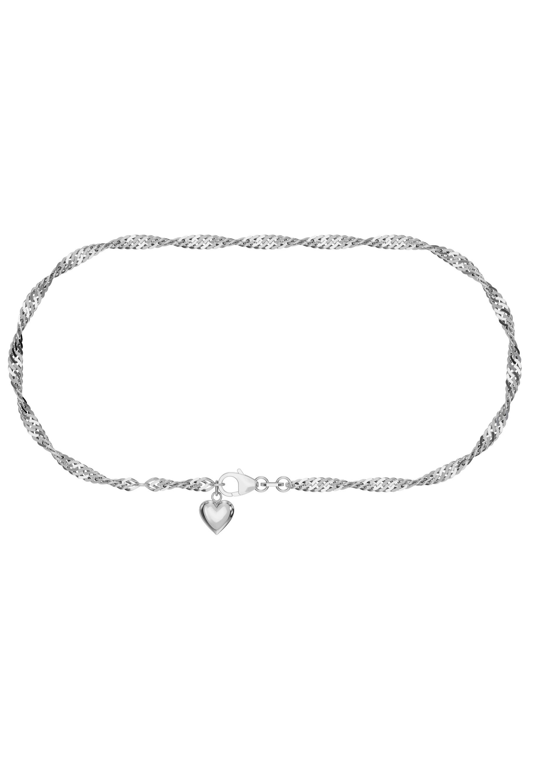 Firetti Fußkette mit Anhänger »Schmuck Geschenk Silber 925 Körperschmuck Herz+LIEBE Singapurkette«