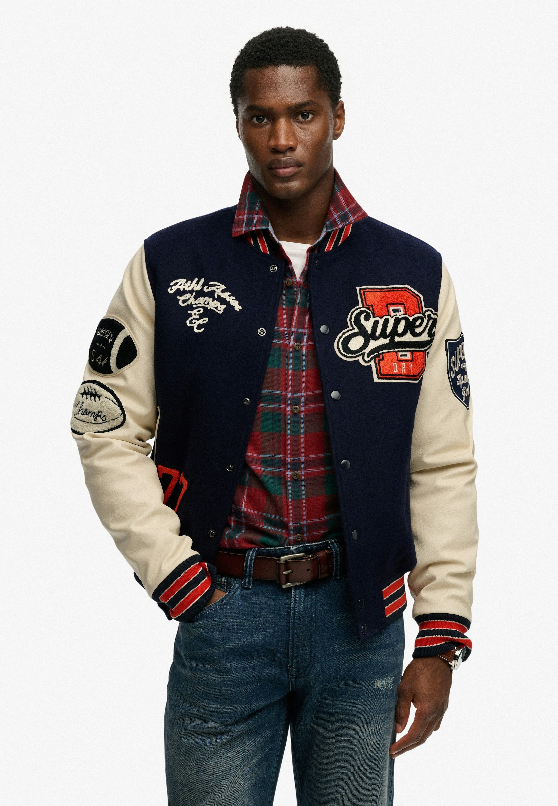 Superdry Collegejacke »COLLEGE PATCHED VARSITY JKT« ohne Kapuze