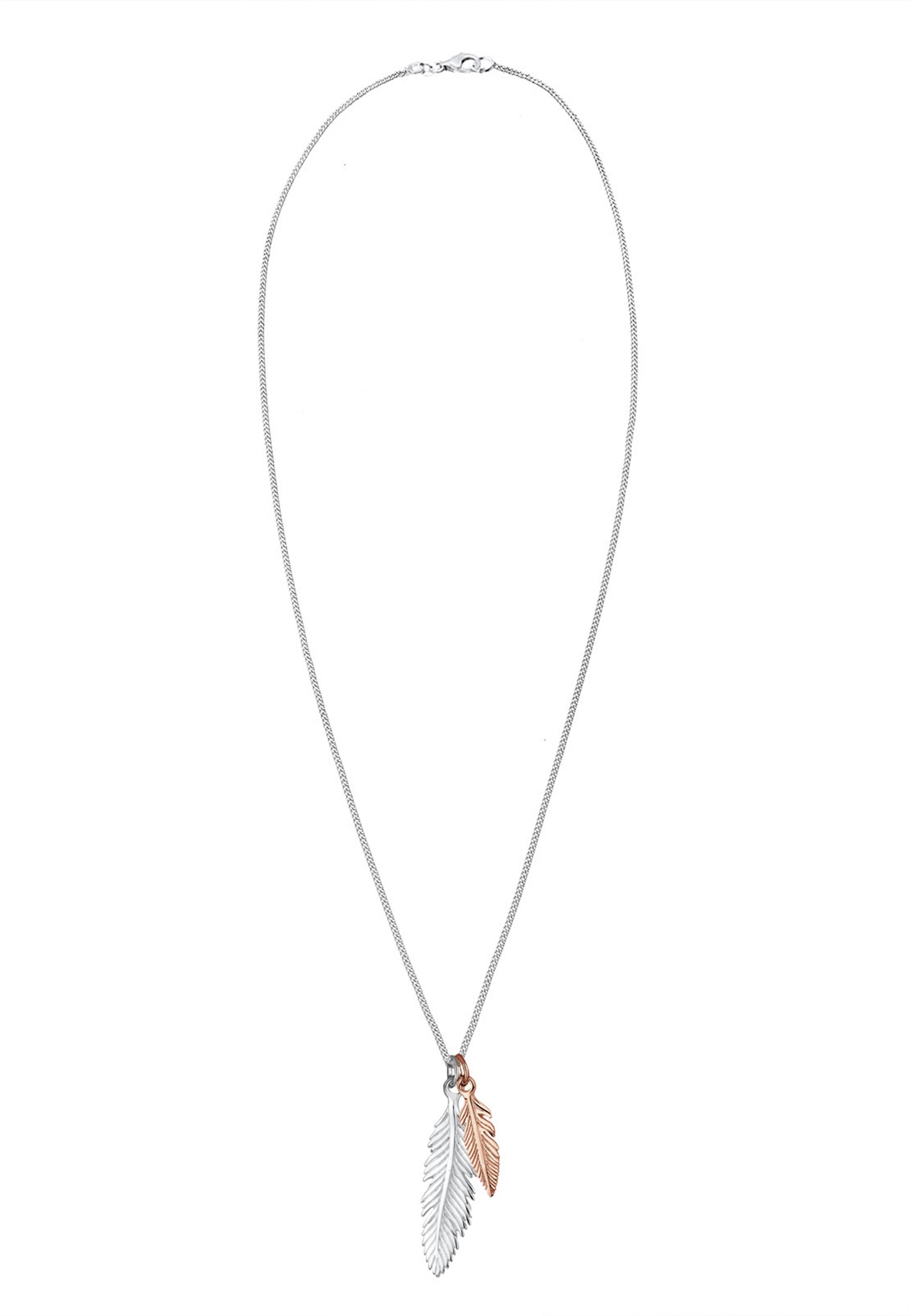 Elli Kette mit Anhänger »Halskette Feder Bi-Color Boho 925 Silber«