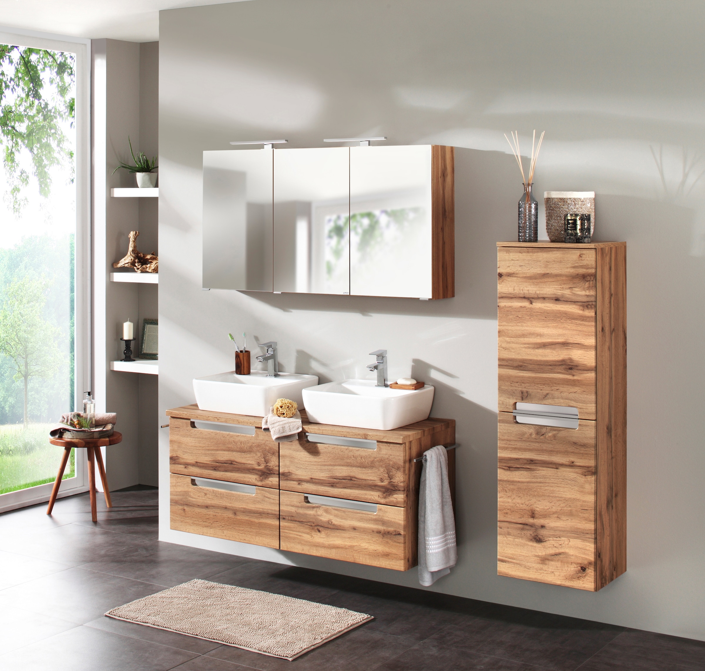 welltime Doppelwaschtisch »Malibu«, mit Soft-Close, Breite 120 cm