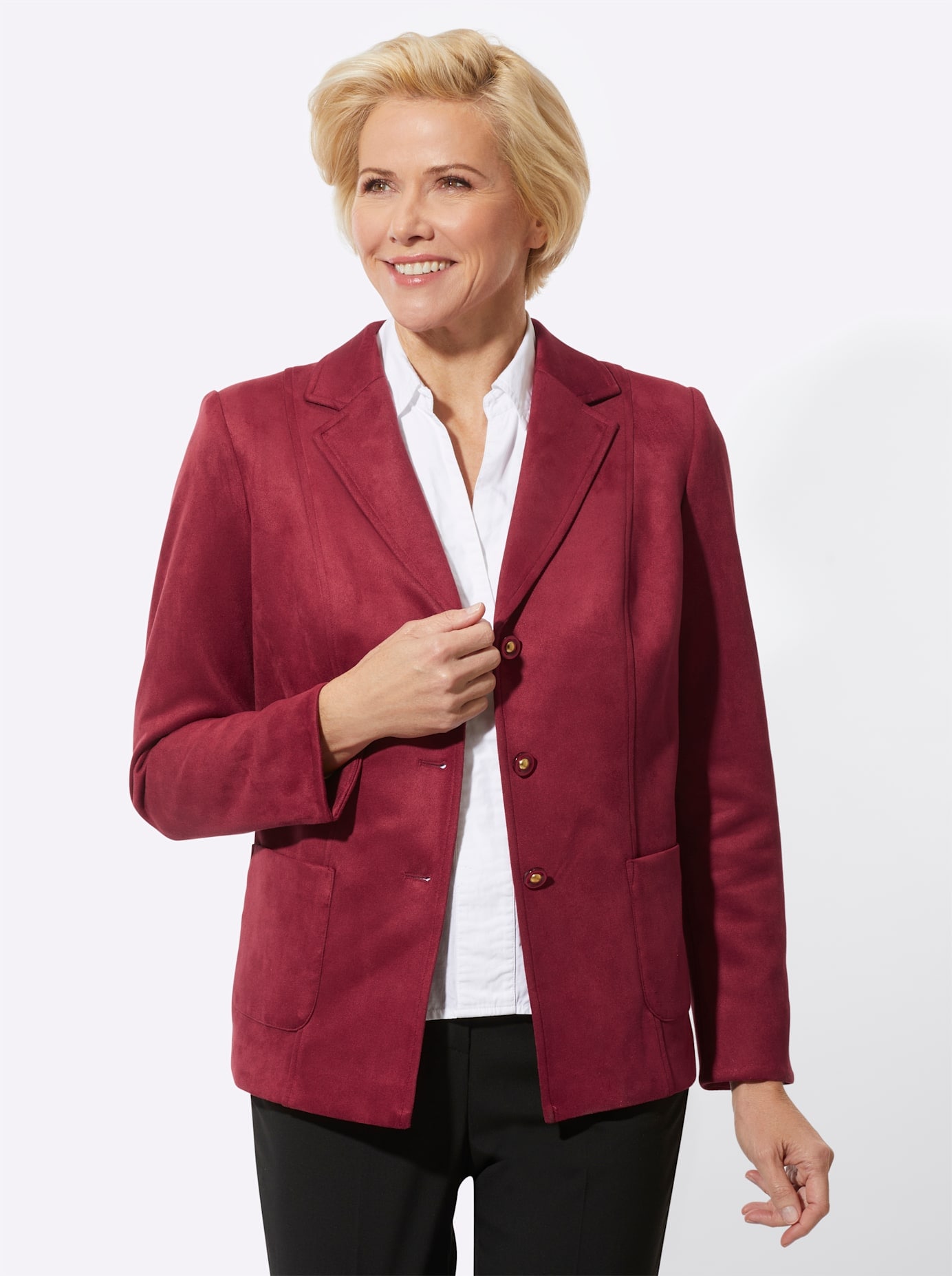 Classic Damen Jackenblazer »Lederimitat-Blazer« in rot, Größe 38