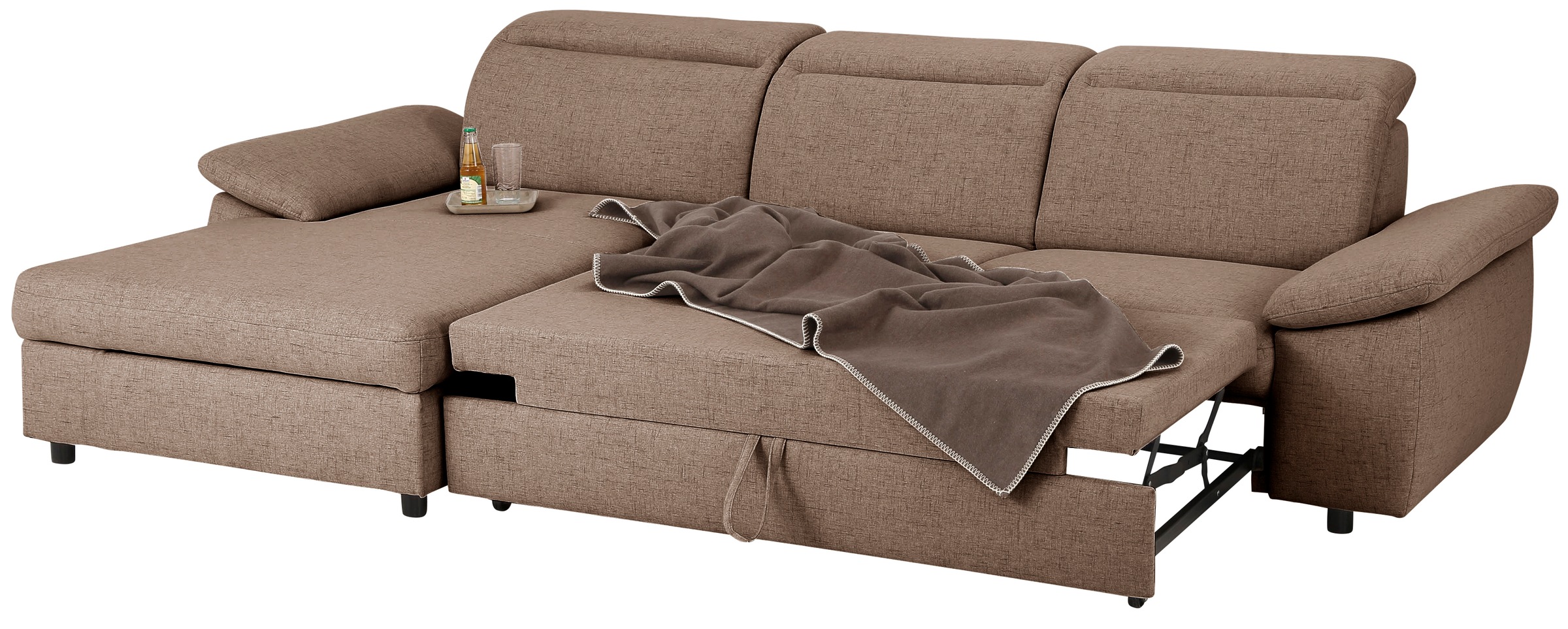 Home affaire Ecksofa »Mauritius L-Form«, mit Kopfteil- und Armlehnverstellung, mit Bettfunktion und Bettkasten