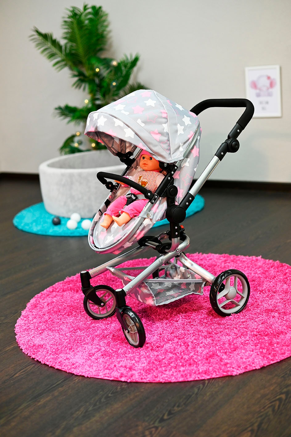 Knorrtoys® Kombi-Puppenwagen »Boonk - star grey pink«