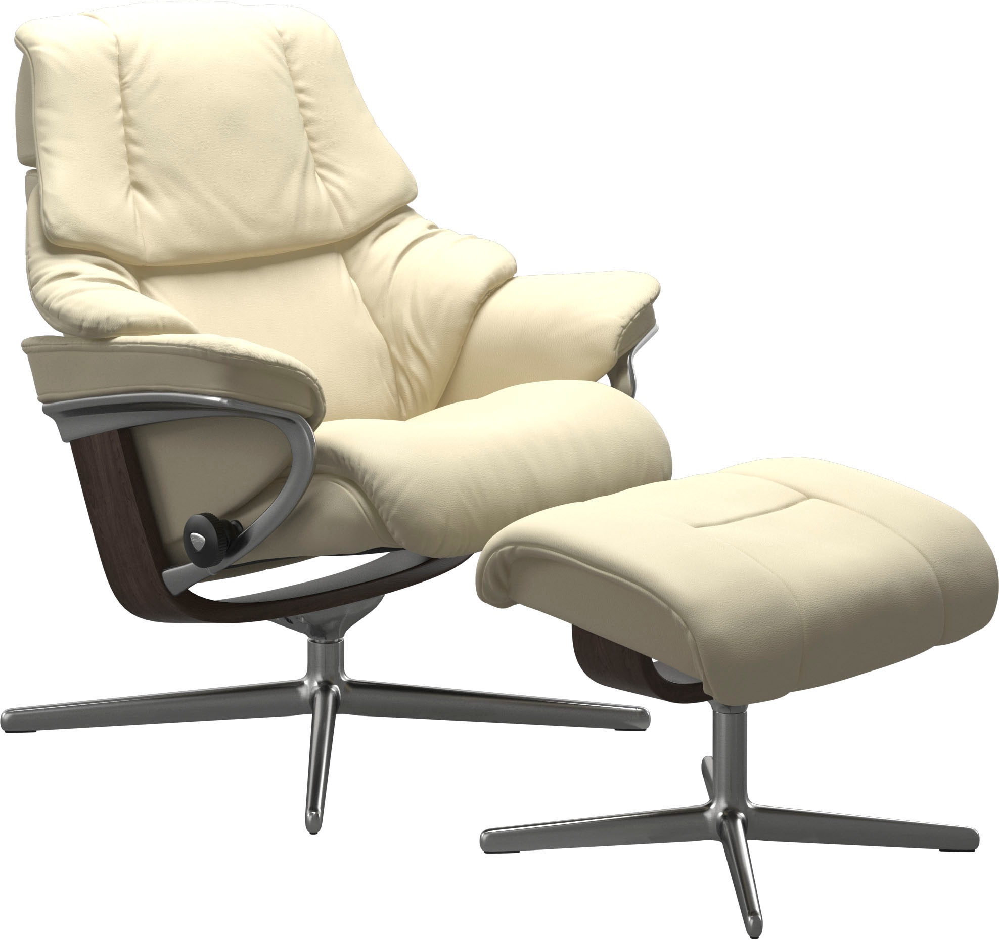 Stressless® Relaxsessel »Reno«, (Set, Relaxsessel mit Hocker), mit Hocker, mit Cross Base, Größe S, M & L, Holzakzent Wenge