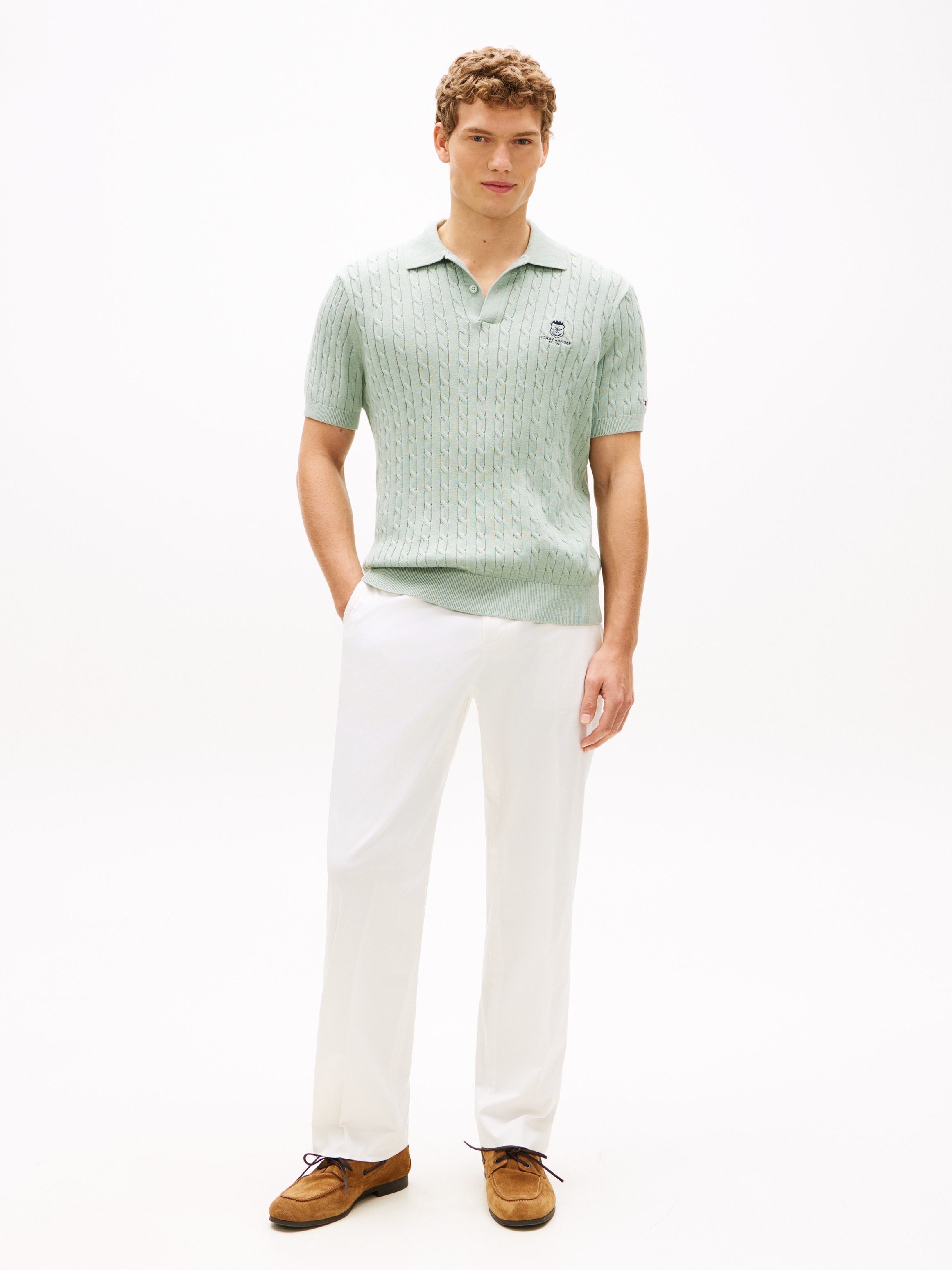 Tommy Hilfiger Poloshirt »CABLE SHORT SLEEVE POLO« regular fit, Zopfmuster