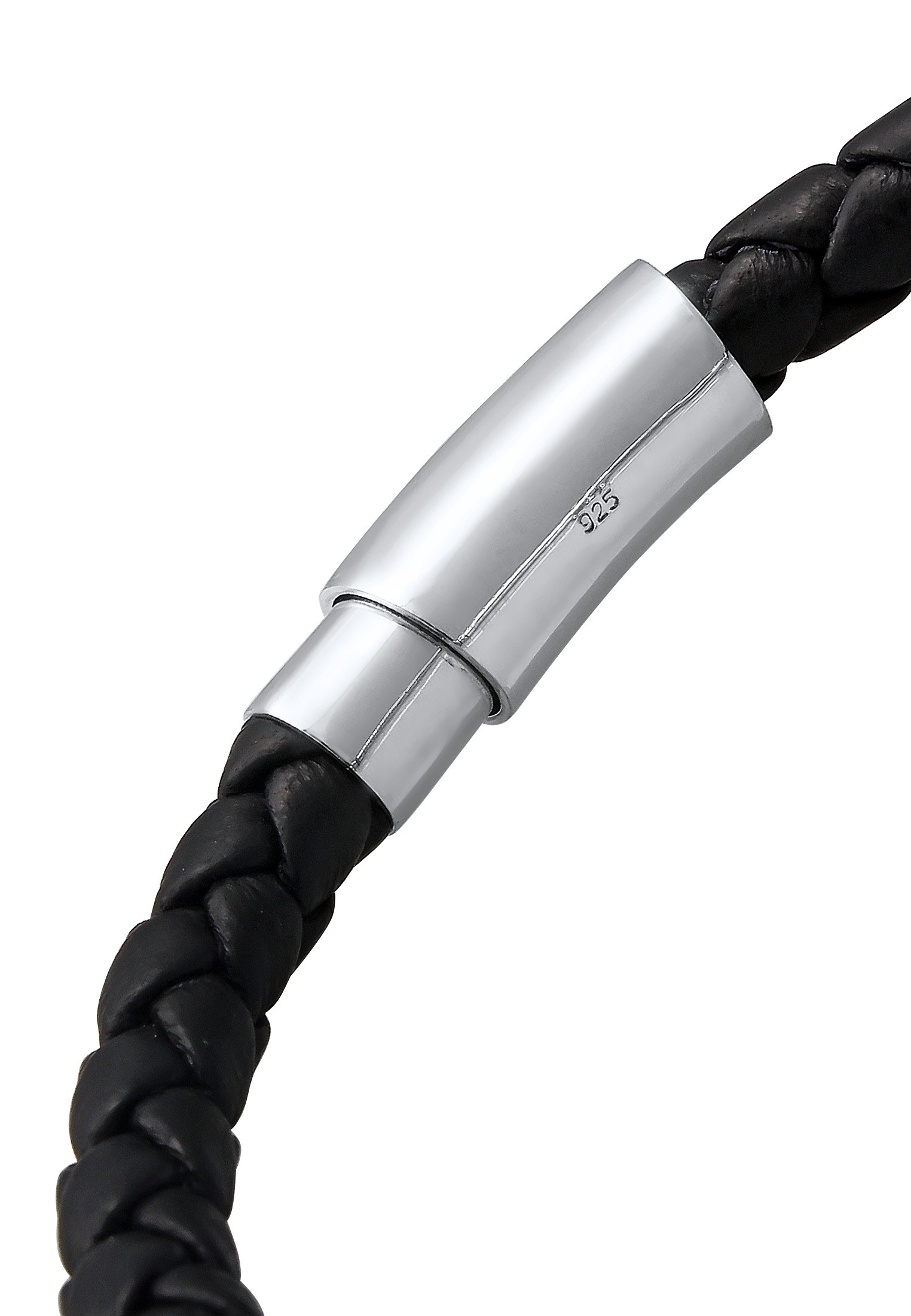 Kuzzoi Armband »Armband Herren Leder Bead Magnet-Verschluß 925er Silber«