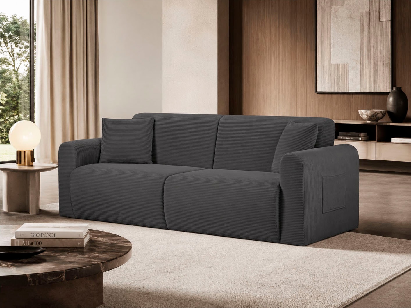 OTTO home 3-Sitzer »JONAA Schlafsofa 225 cm« Liegefläche 105/187 cm, softer Cord-Bezug